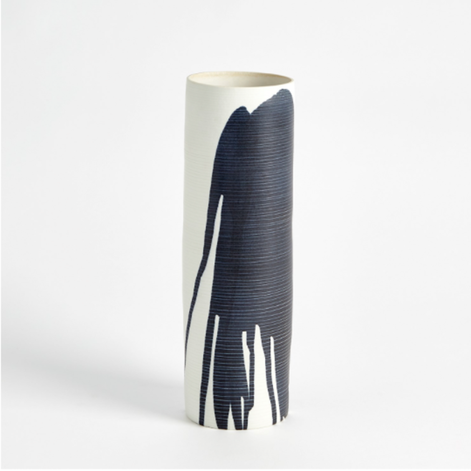 Outside The Box 20" Splatter Ink White & Blue Porcelain Vase