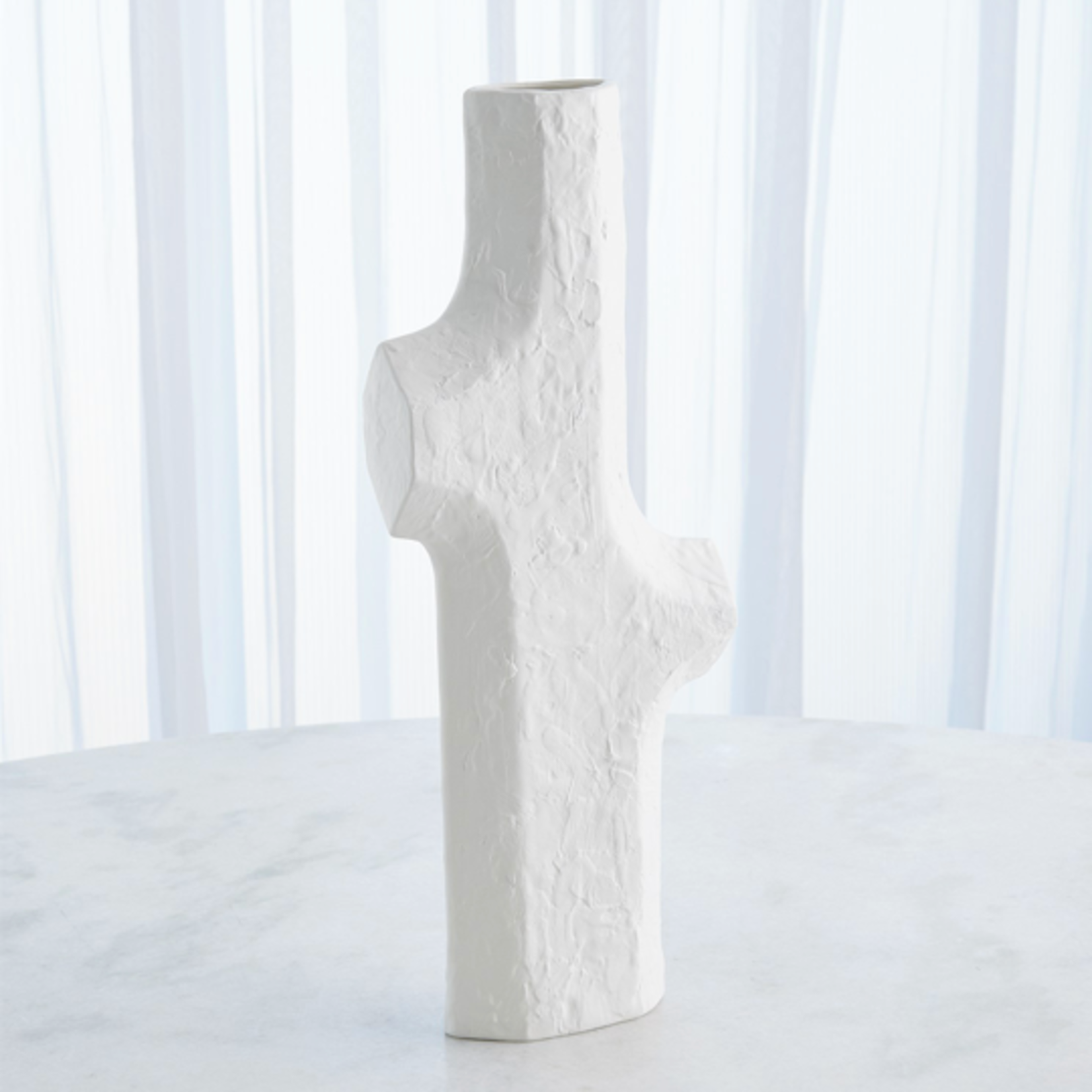 Outside The Box 22" Tiered Matte White Trunk Ceramic Vase