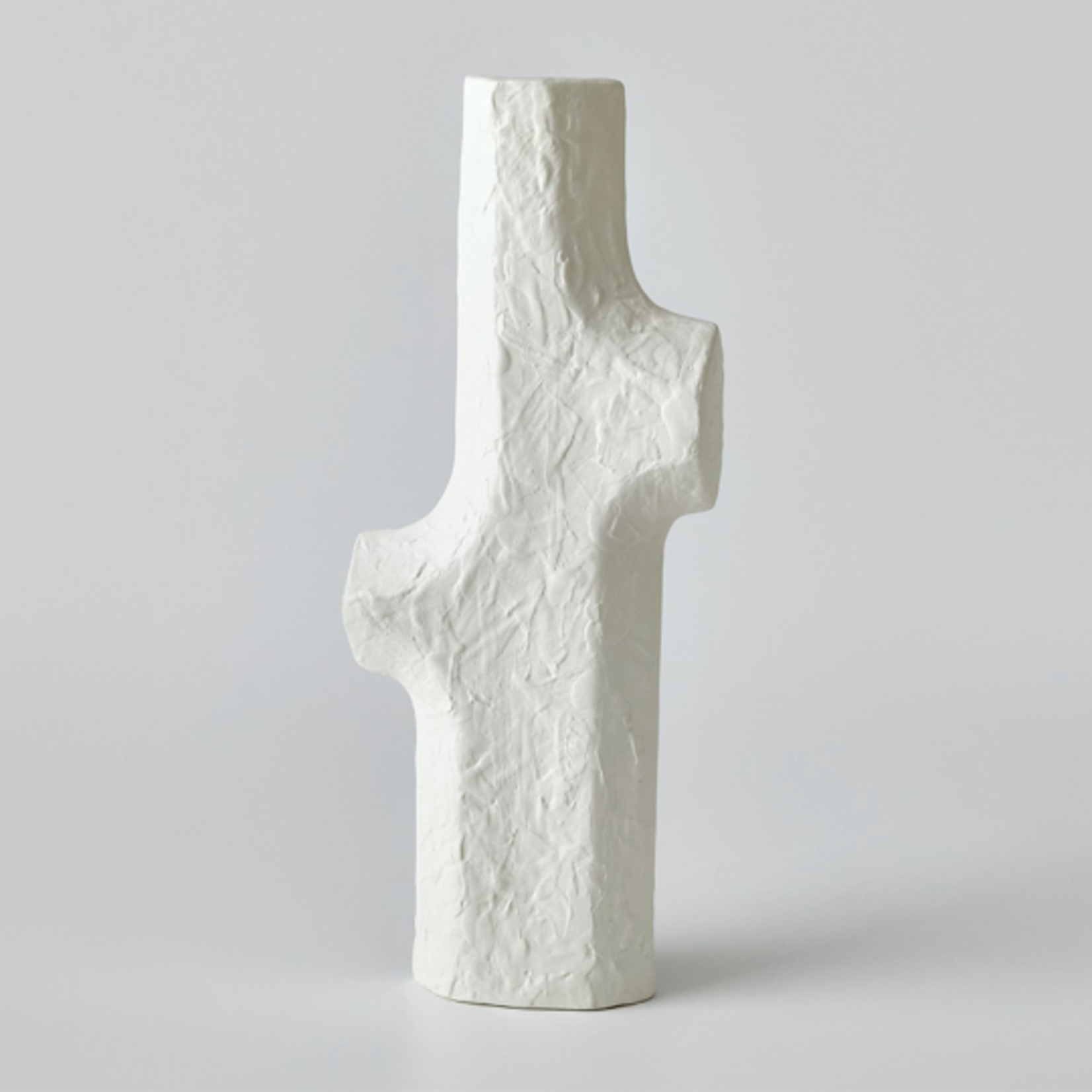 Outside The Box 22" Tiered Matte White Trunk Ceramic Vase