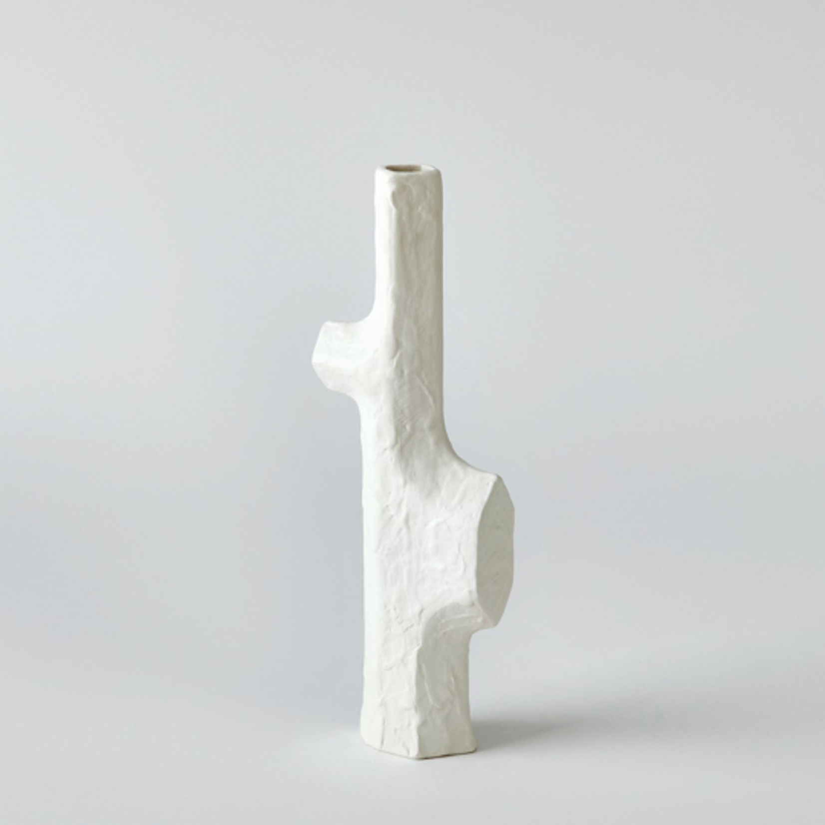 Outside The Box 14" Tiered Matte White Trunk Ceramic Vase