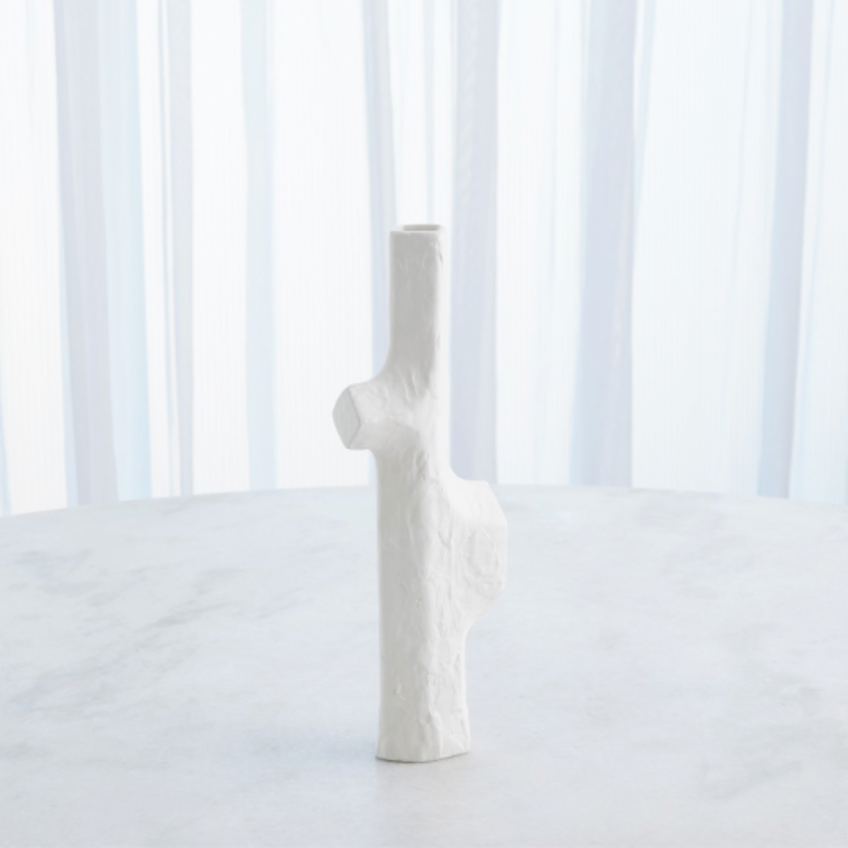 Outside The Box 14" Tiered Matte White Trunk Ceramic Vase