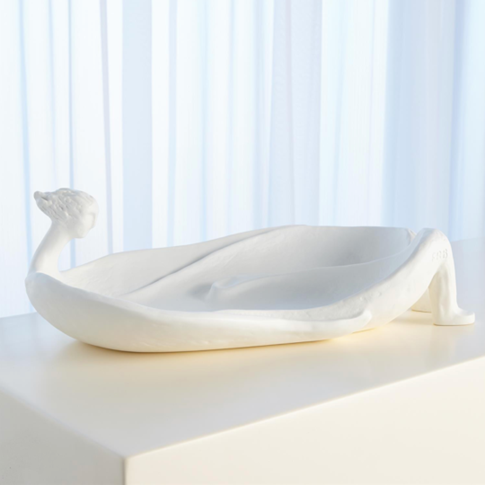Outside The Box 17" La Femme Baignoire White Stone Sculpture