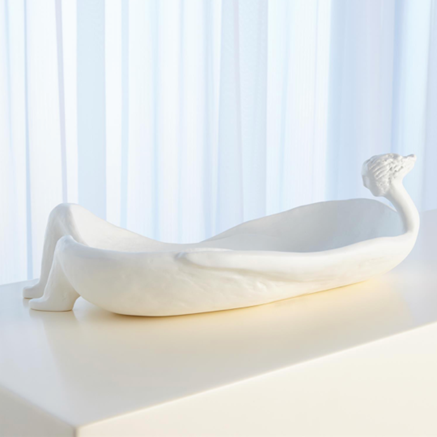 Outside The Box 17" La Femme Baignoire White Stone Sculpture