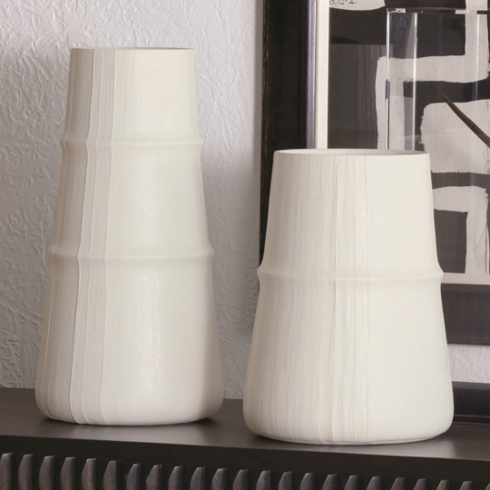 Outside The Box 13" Soft White Hand Woven Linen Vase