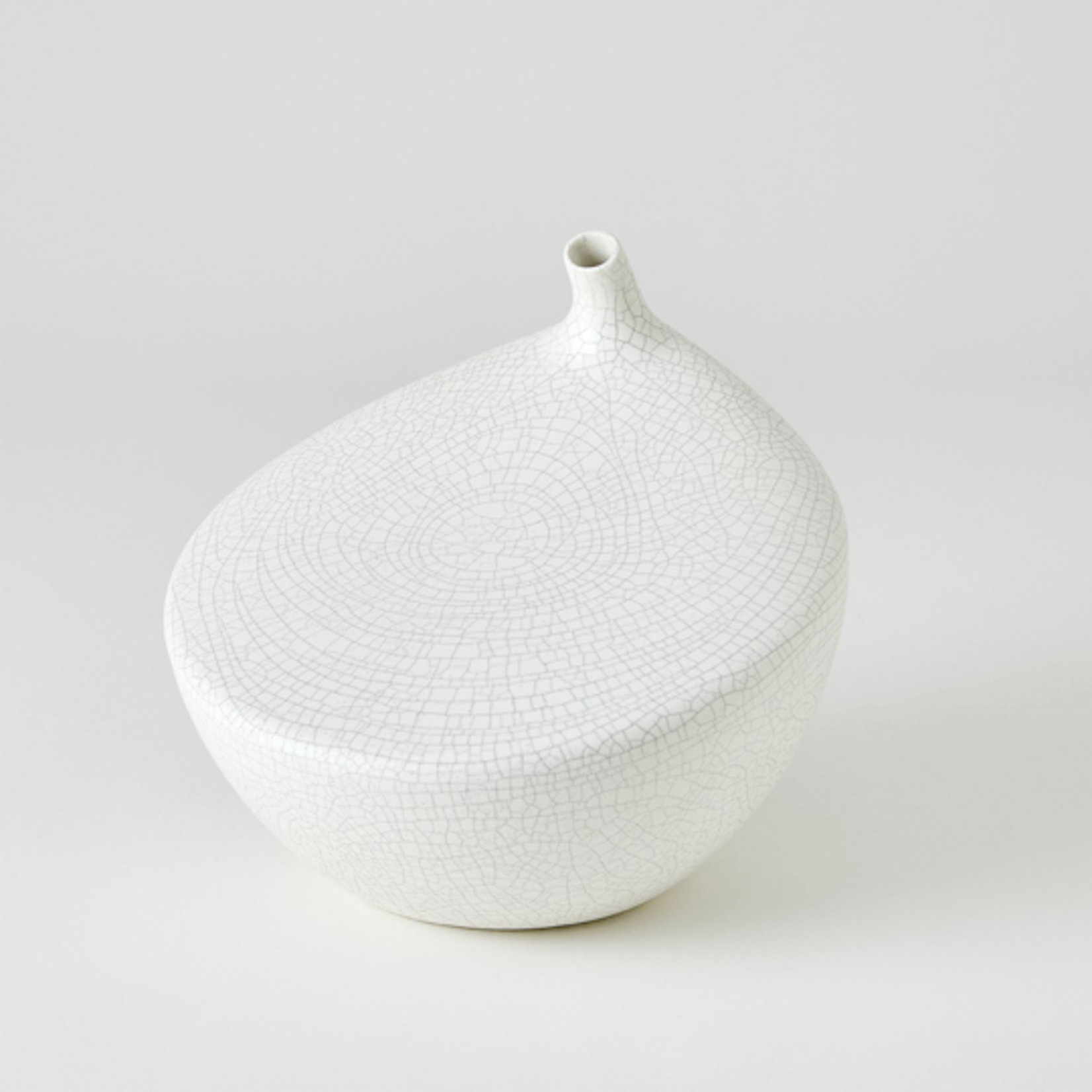 Outside The Box 10" Buddah White Crackled Glaze Ceramic. Vase