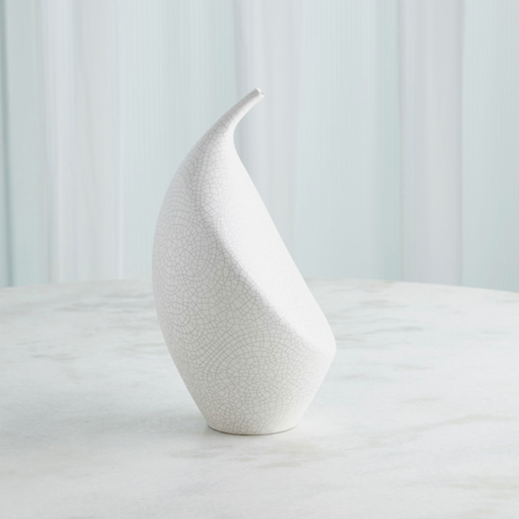Outside The Box 15" Buddah White Crackled Glaze Ceramic. Vase