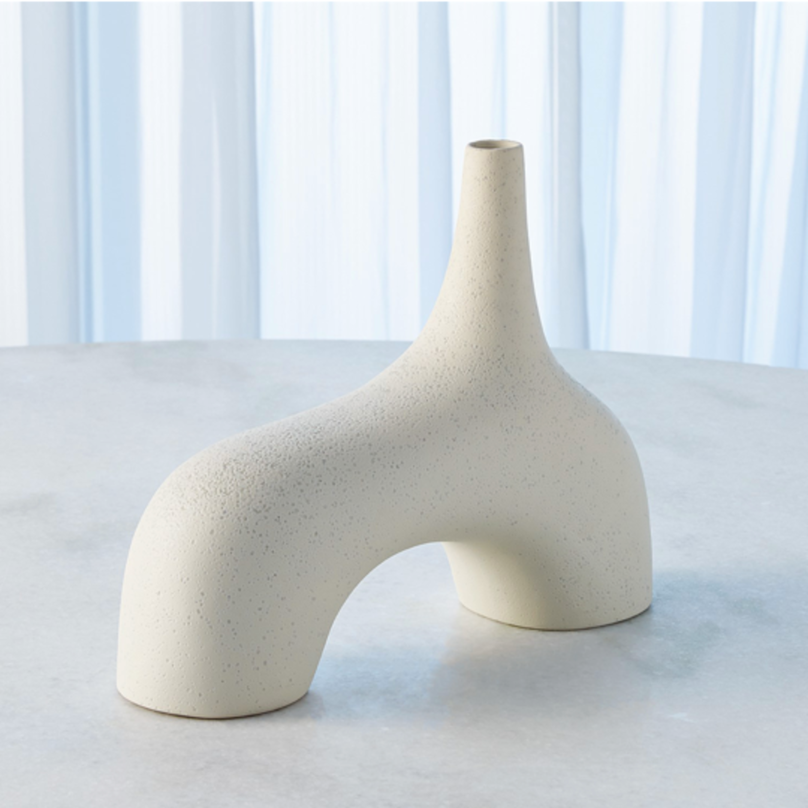 Outside The Box 10" Stretch Cream Stone Ceramic Vase