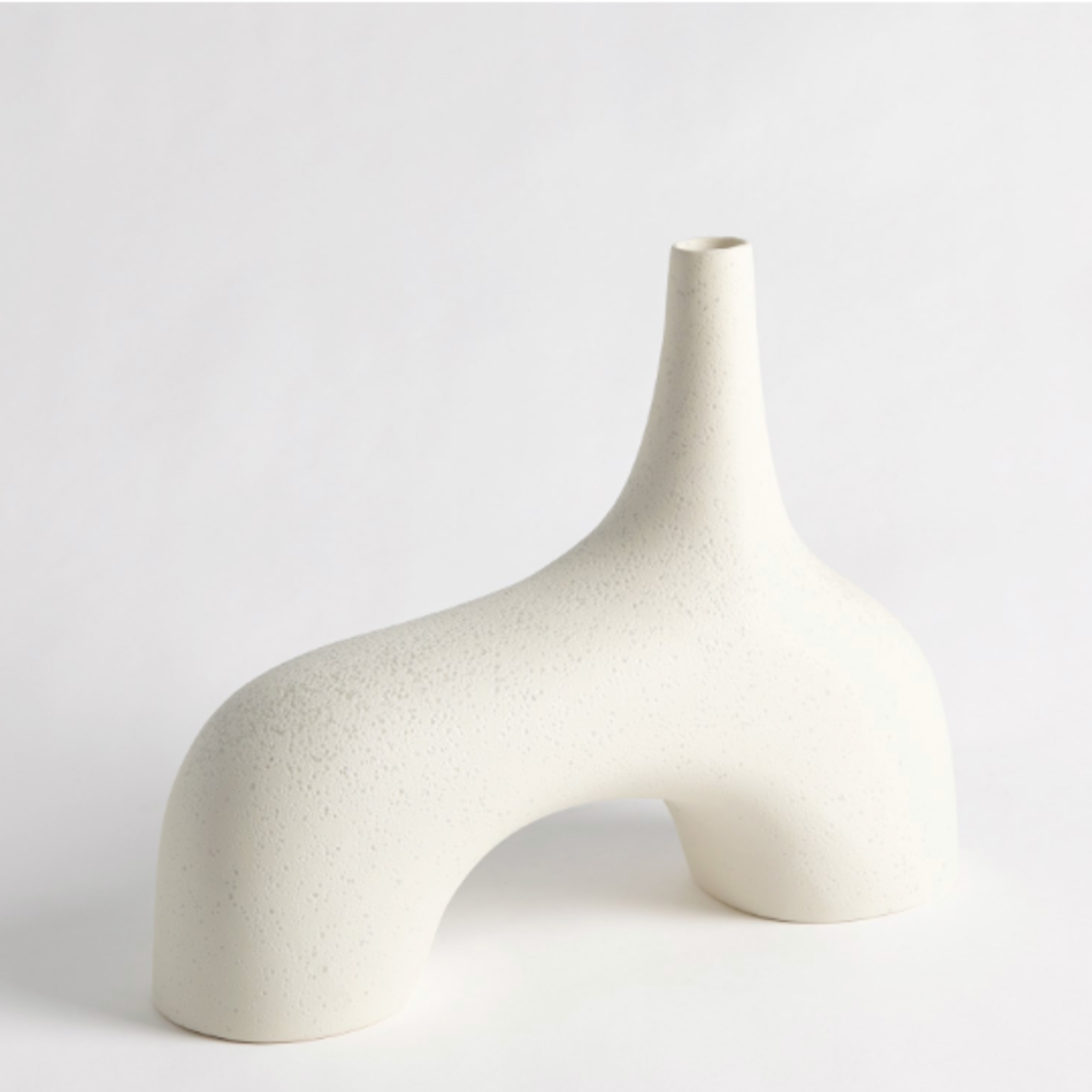 Outside The Box 10" Stretch Cream Stone Ceramic Vase