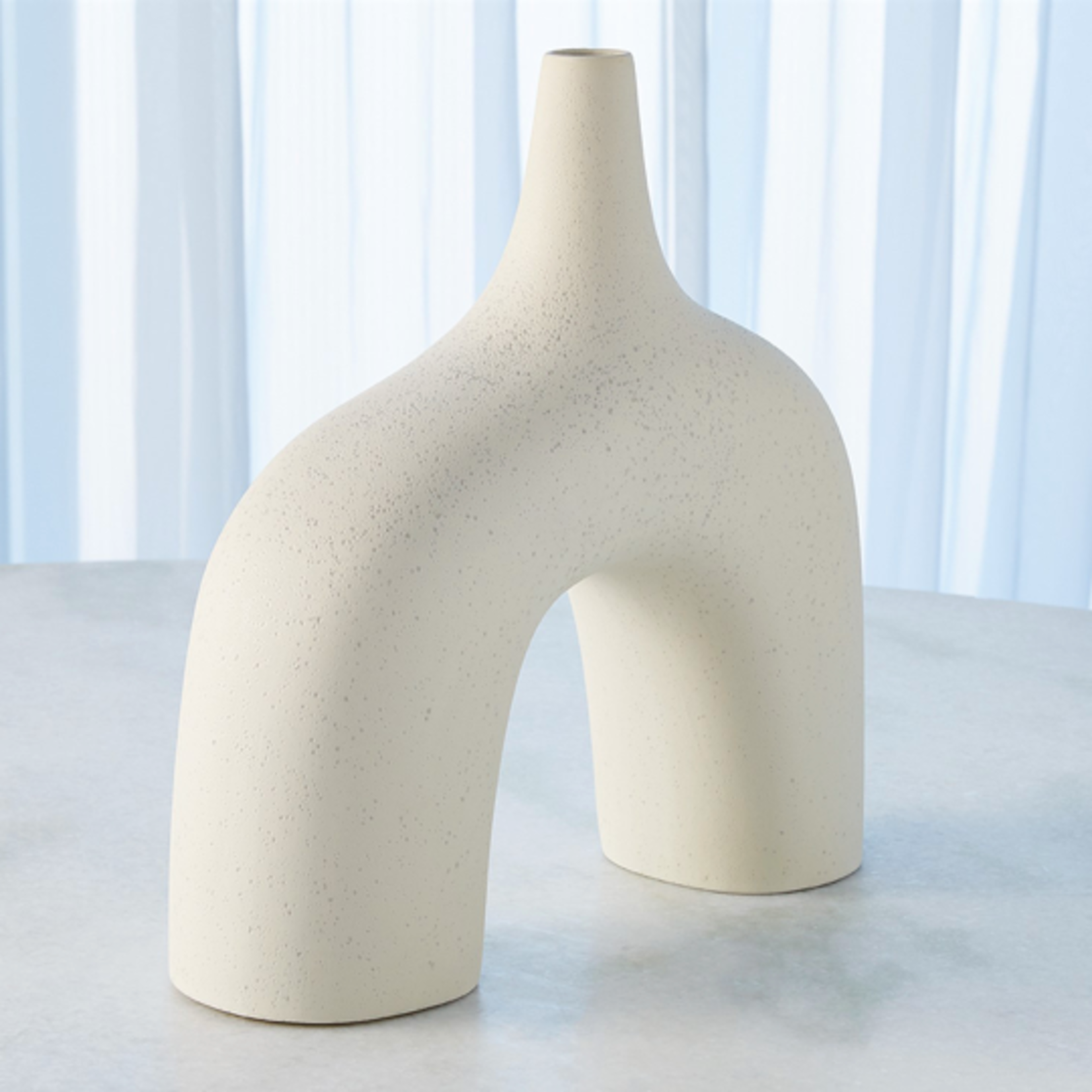 Outside The Box 13" Stretch Cream Stone Ceramic Vase