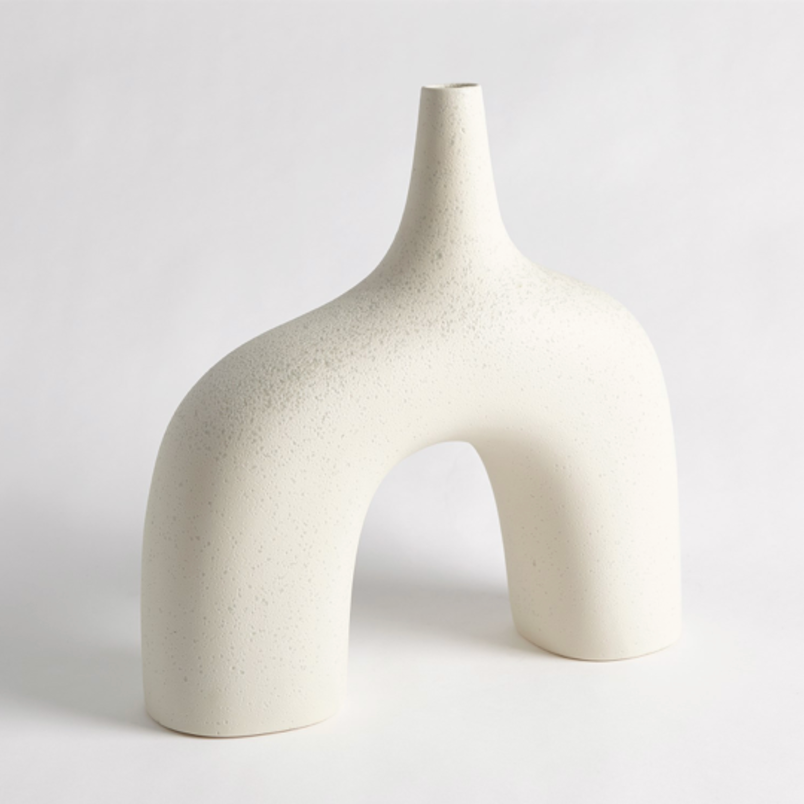 Outside The Box 13" Stretch Cream Stone Ceramic Vase