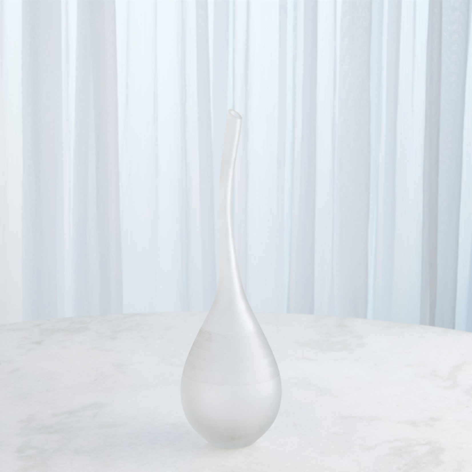 Outside The Box 19" Curvature Frosted White Hand Blown Sculpture