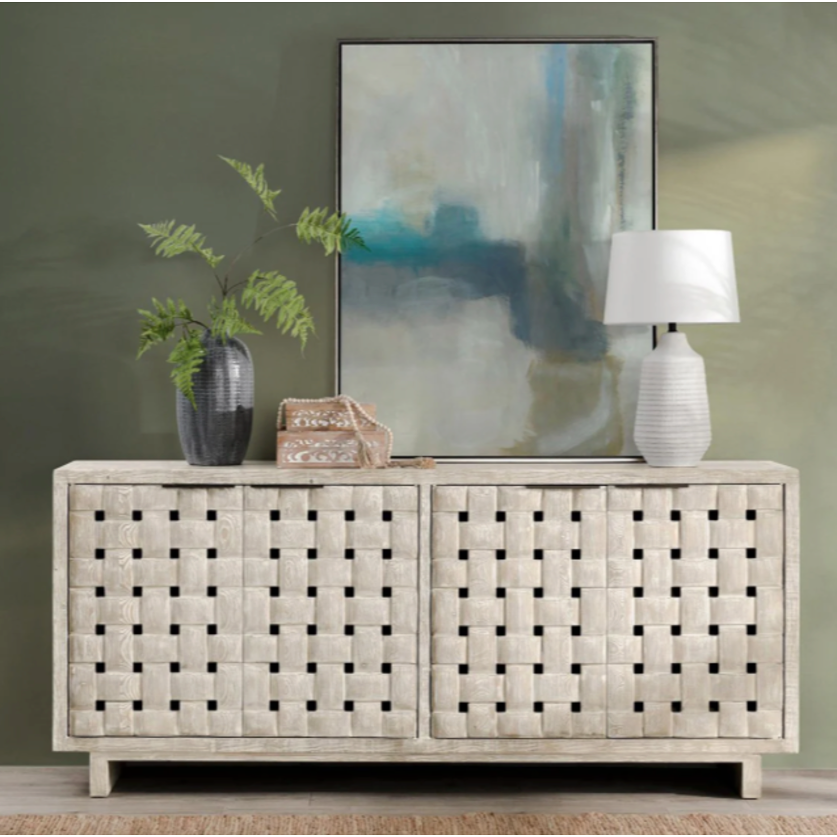 Outside The Box 81x19x36 Bast Reclaimed Pine Wood 4 Door Sideboard