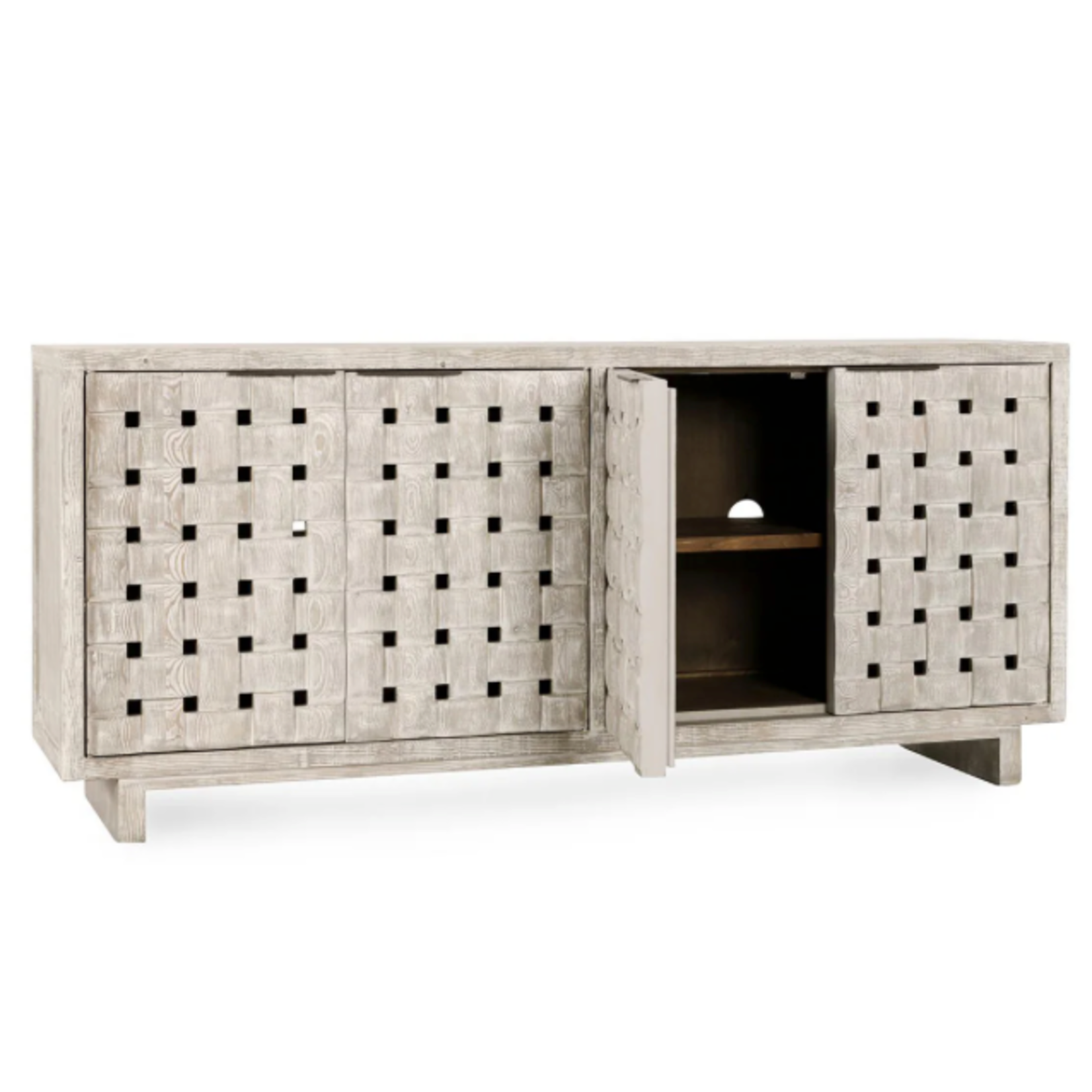 Outside The Box 81x19x36 Bast Reclaimed Pine Wood 4 Door Sideboard