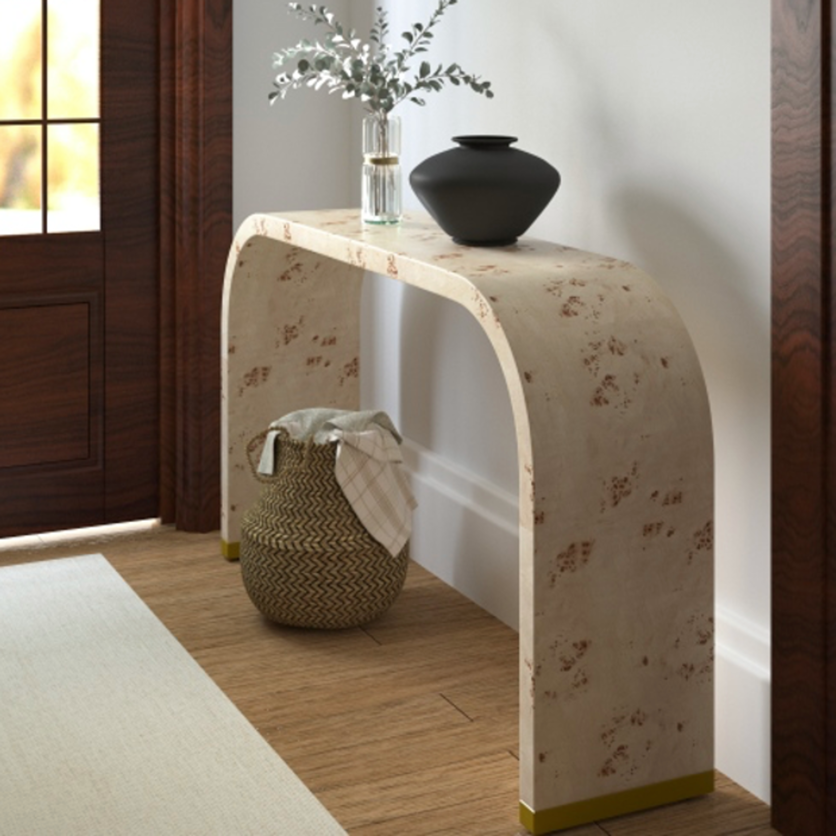 Outside The Box 60x14x32 Mapa Burl  Wood Hand Made Console Table