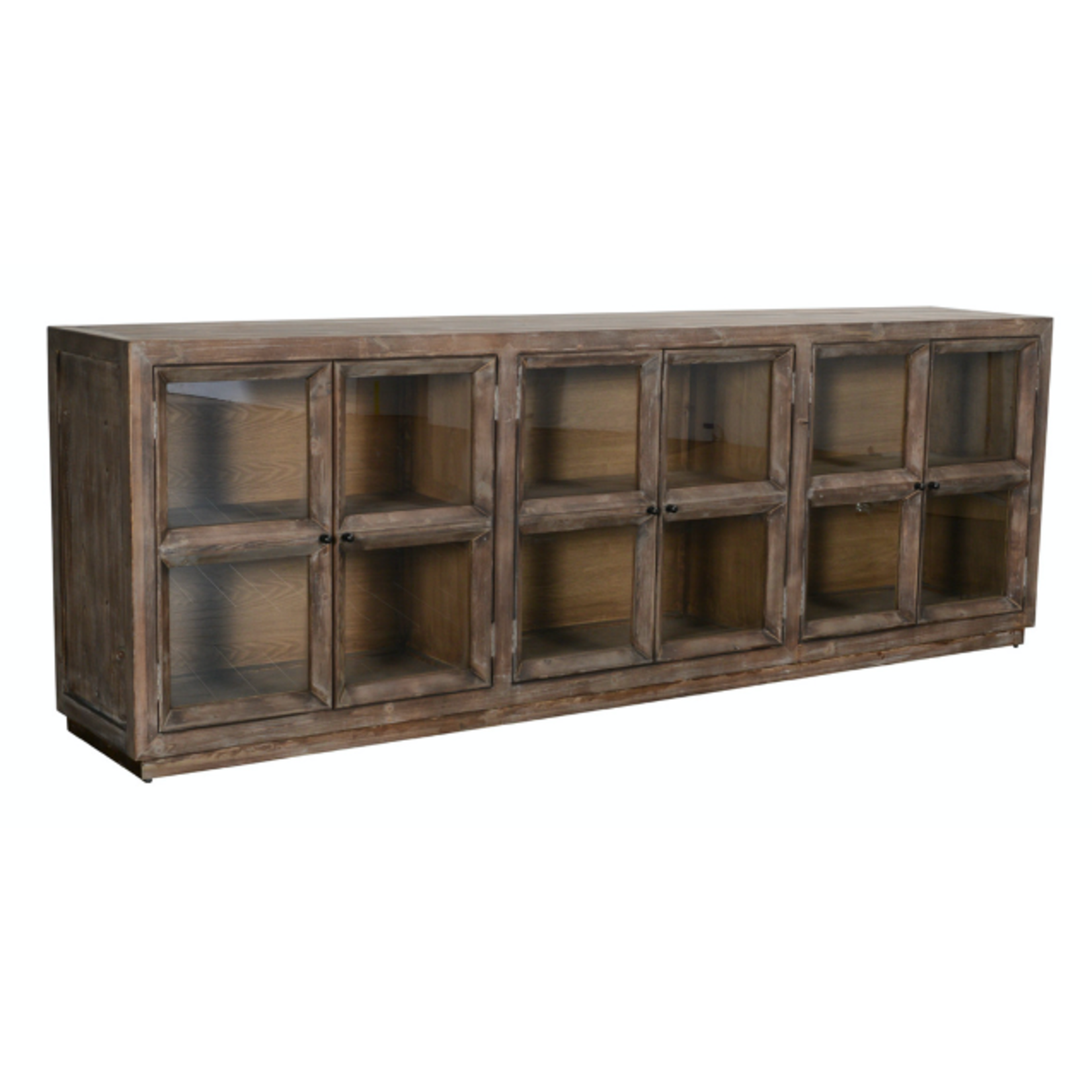 Outside The Box 103x19x36 Selma 6 Glass Door Pine Weathered Brown Sideboard