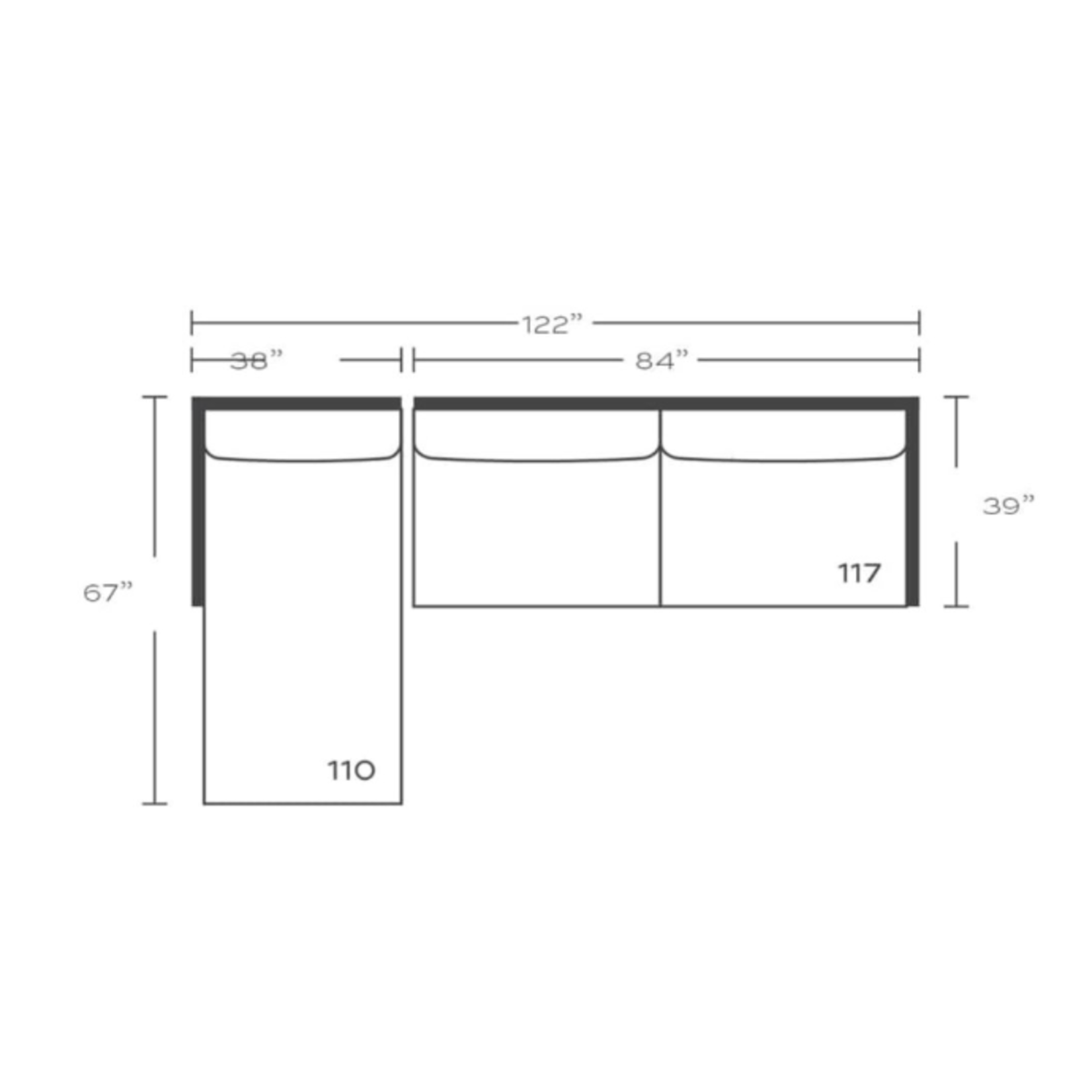 Outside The Box 122x67 Sylvie Nomad Snow Crypton Kid Proof Performance Upholstered LAF Chaise 102CR-19  (Z)