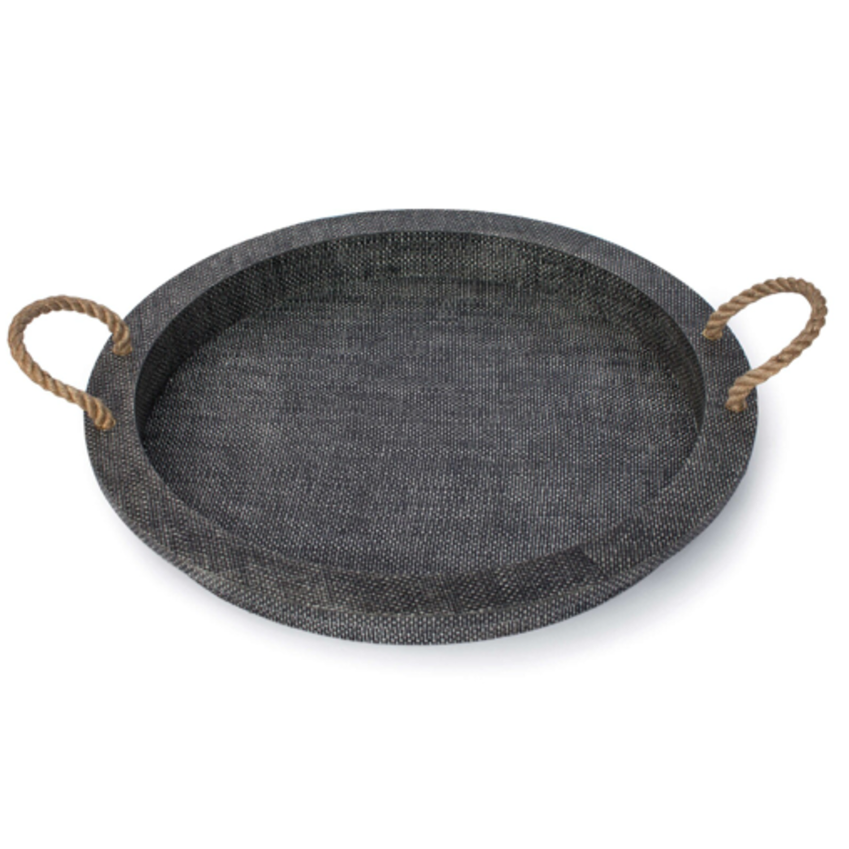 Outside The Box 22" Regina Andrew Aegean Rattan Jute Rope Round Serving Tray In Gray