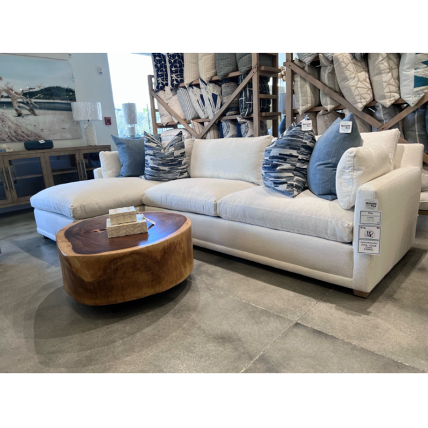 Outside The Box 109x67 Sylvie Nomad Snow Crypton Performance Cloud Upholstered LAF Chaise 102CR-19  (Z)