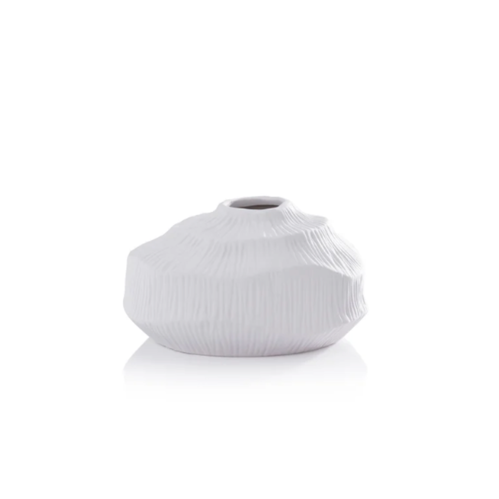 Outside The Box 5" Textured Matte White Porcelain Vase