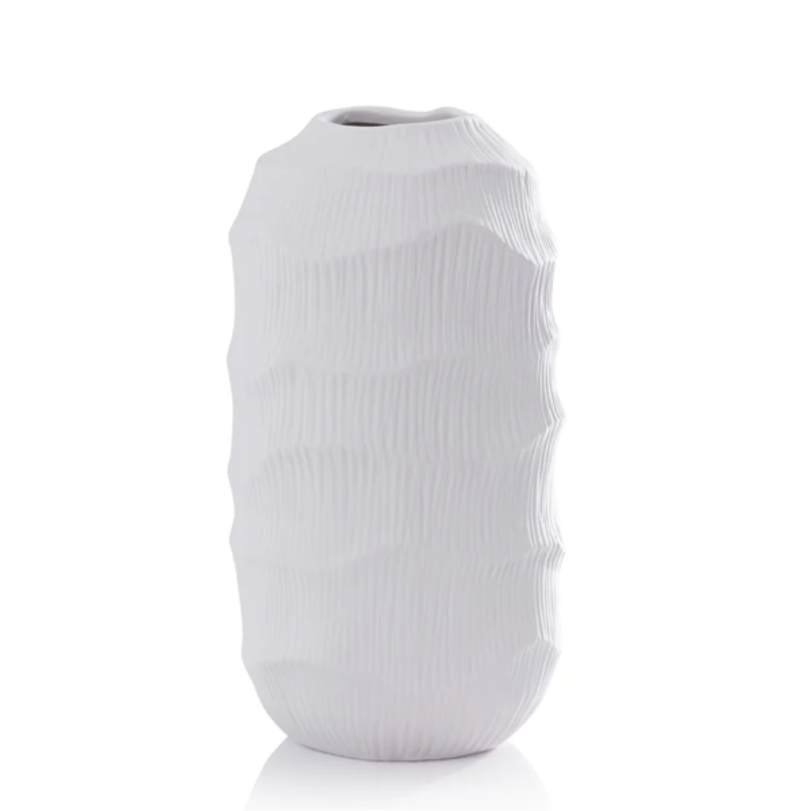 Outside The Box 9" Textured Matte White Porcelain Vase