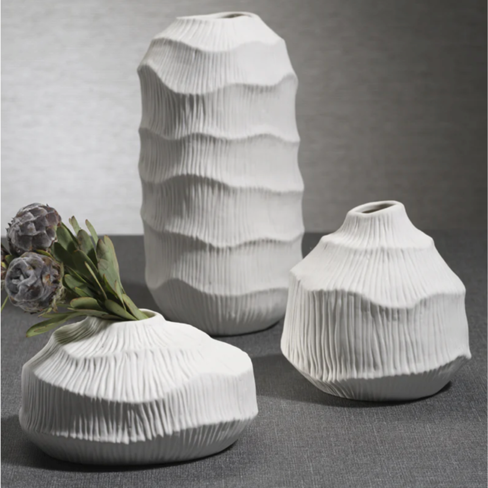 Outside The Box 5" Textured Matte White Porcelain Vase