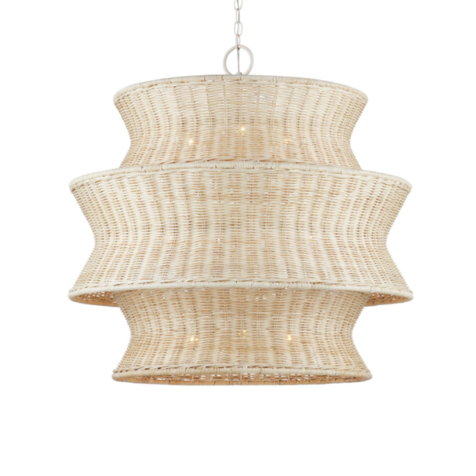 Outside The Box 32" Currey & Company Phebe Bleached Natural Vanilla Rattan Chandelier