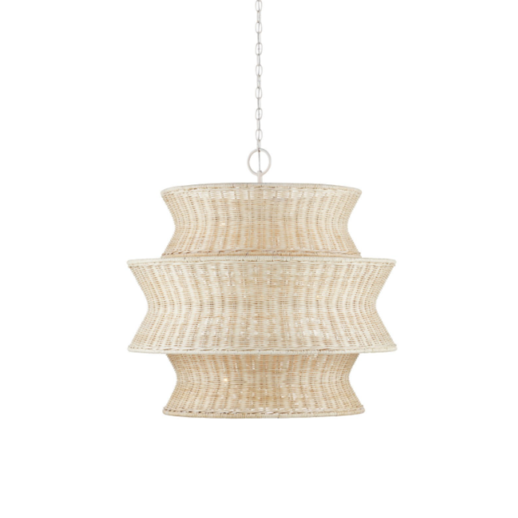 Outside The Box 32" Currey & Company Phebe Bleached Natural Vanilla Rattan Chandelier
