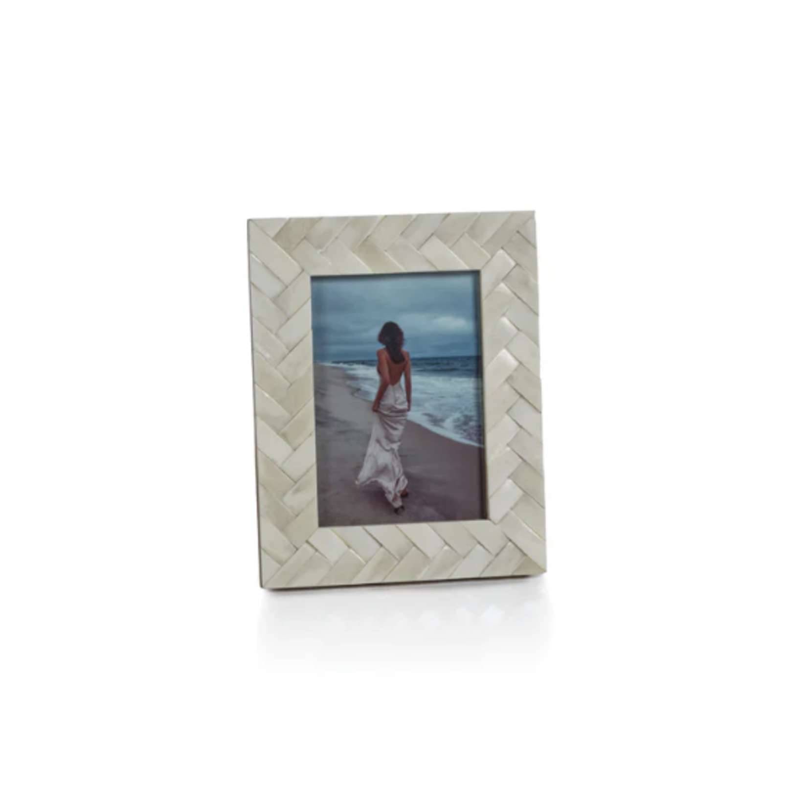 Outside The Box 5x7 Braided White Bone Inlay Photo Frame
