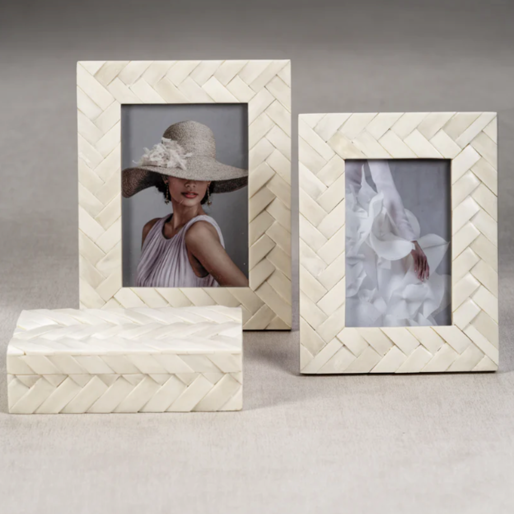 Outside The Box 5x7 Braided White Bone Inlay Photo Frame