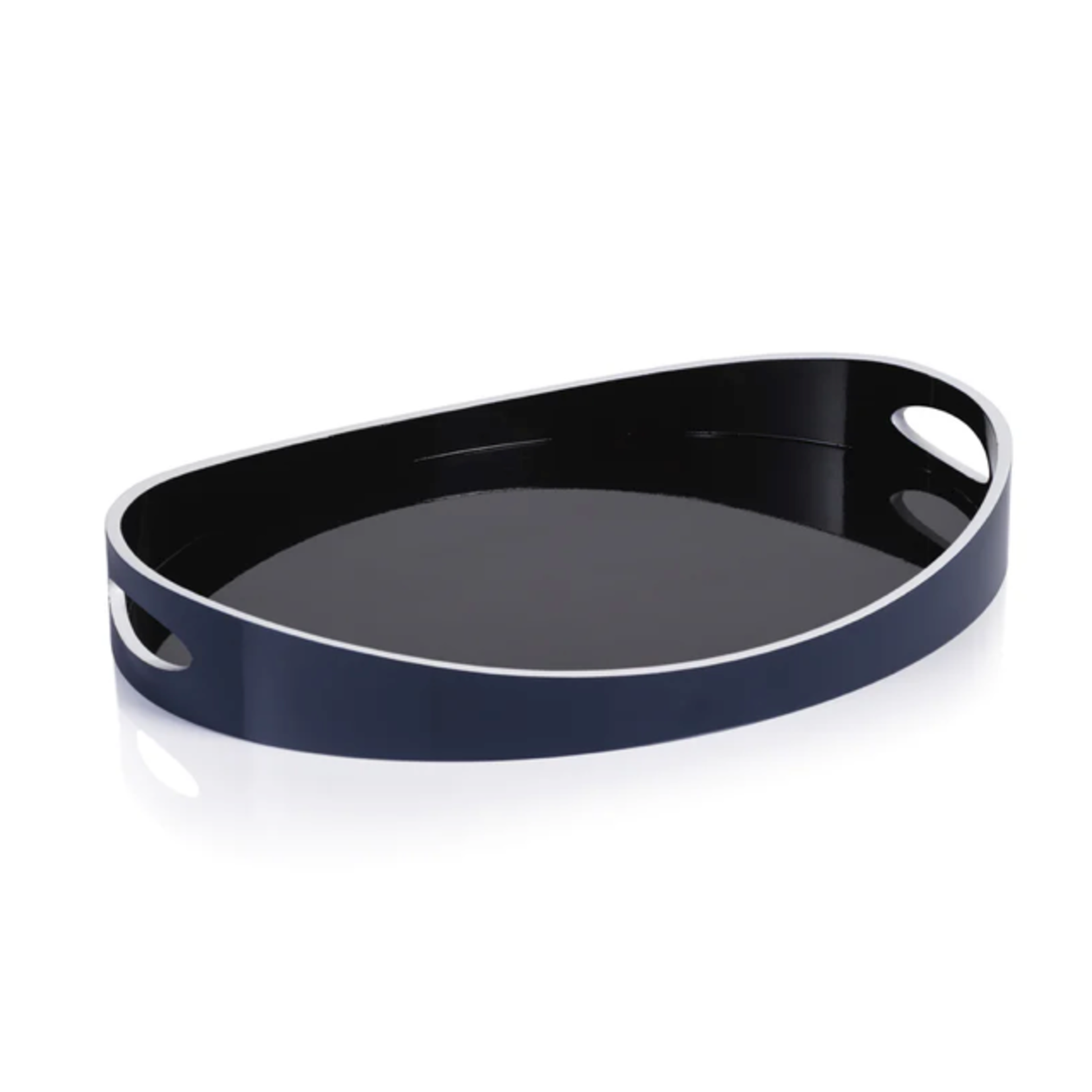 Outside The Box 20" Noir Marine Lacquered Oval Serving Tray
