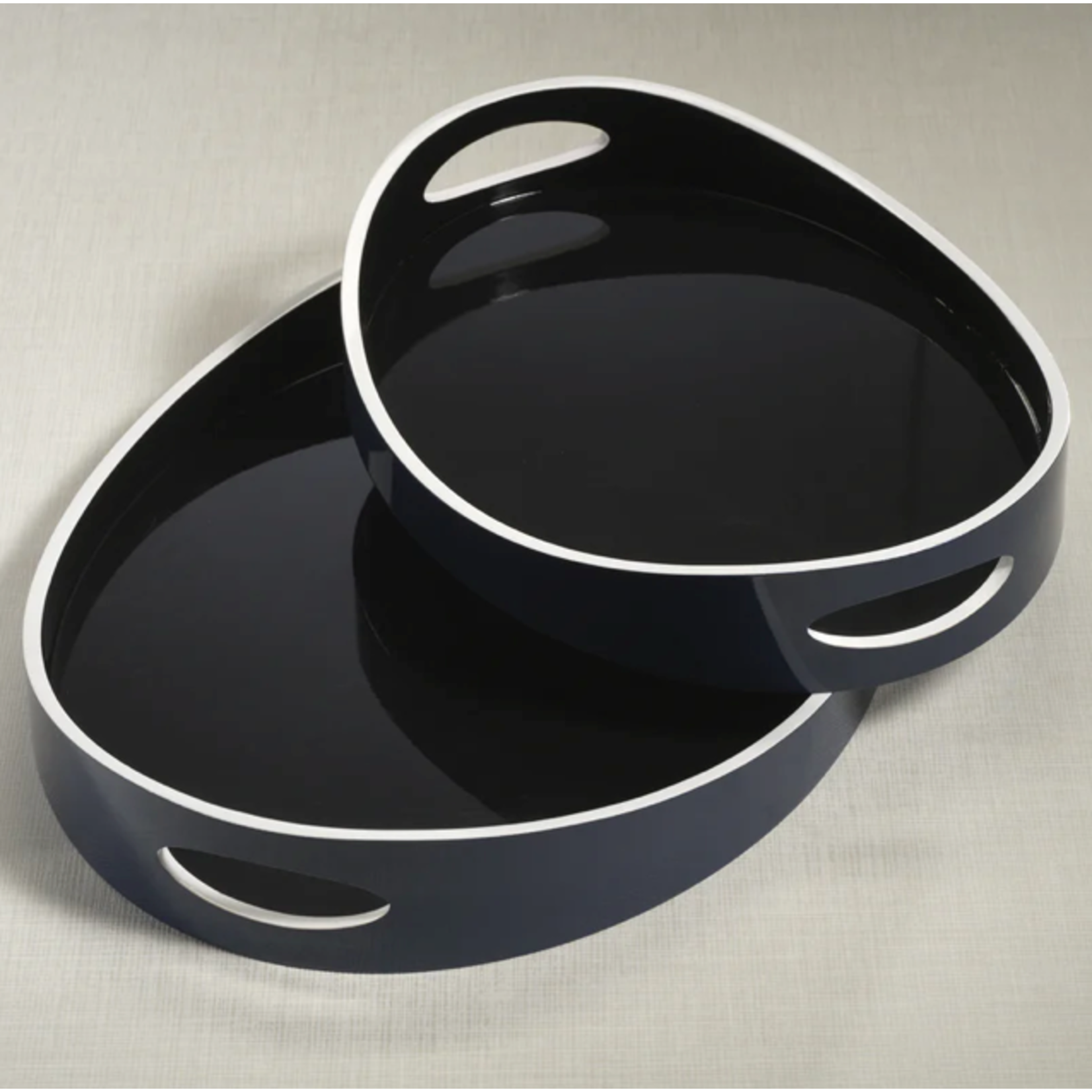 Outside The Box 20" Noir Marine Lacquered Oval Serving Tray