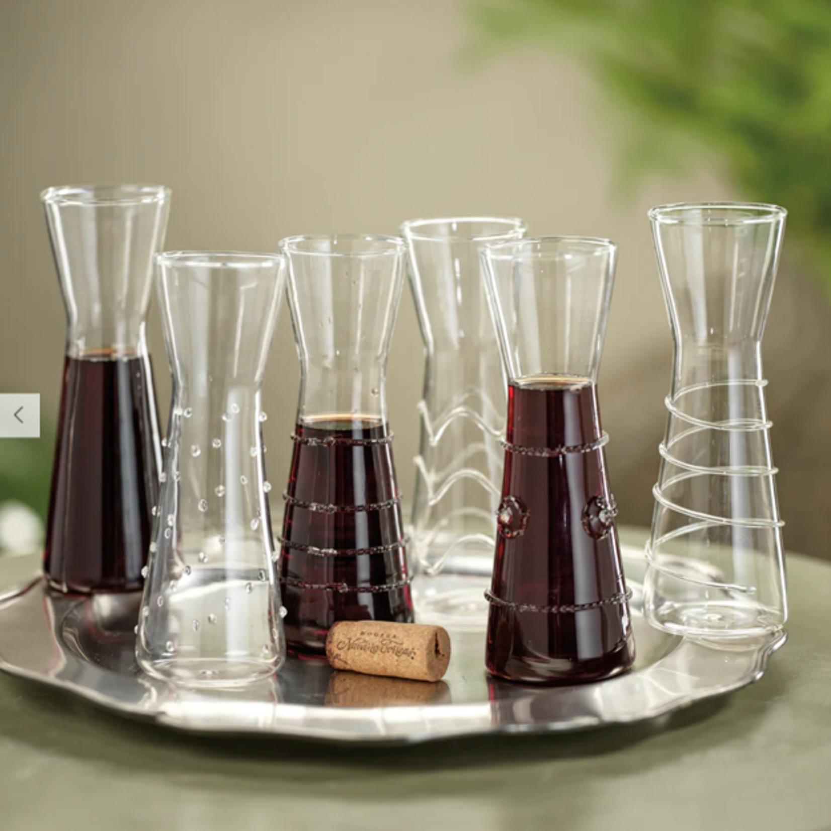 Outside The Box 6" Set Of 2 Assorted Design Glass Mini Carafes