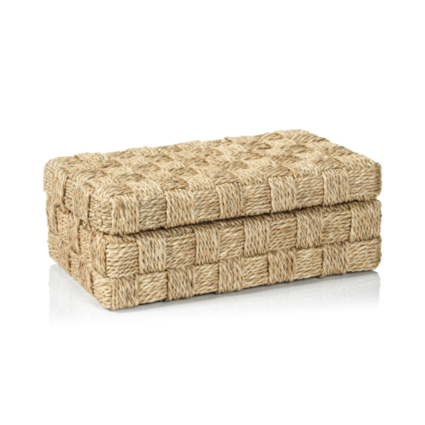 Outside The Box 11x7x4 Natural Abaca Rope & Suede Interior Hinged Box