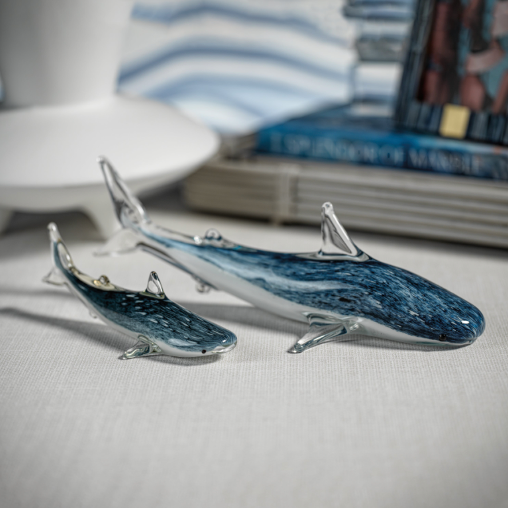 Outside The Box 8" Blue Shark Hand Blown Glass Sculpture