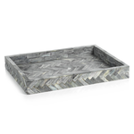 Outside The Box 16x12 Mayfair Gray Bone Inlay Rectangular Tray
