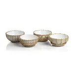 Outside The Box 6" Set Of 2 Bamboo Wicker & White Ceramic Condiment Bowl