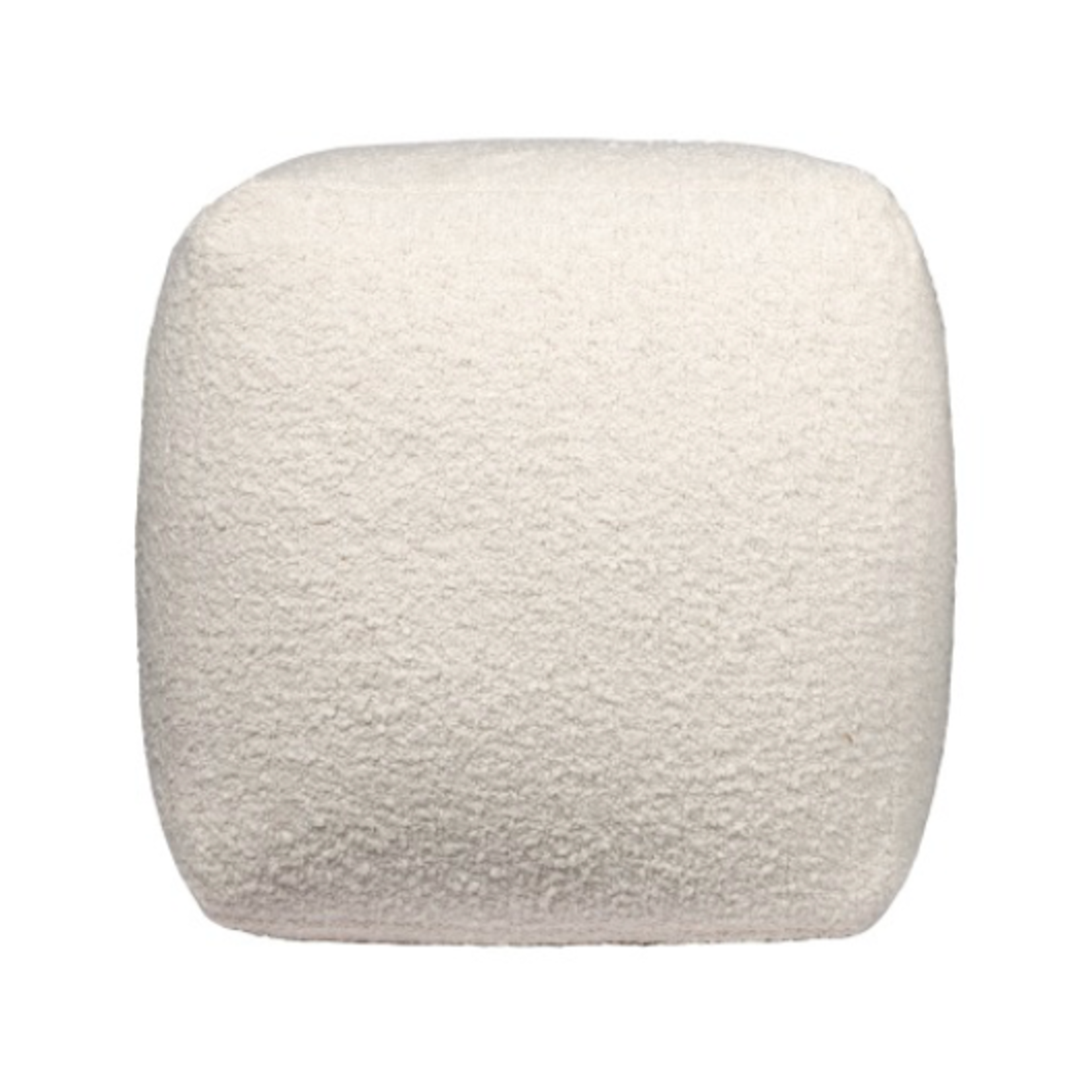 Outside The Box 18x18 Ivory Boucle Hand Made Square Ottoman / Pouf
