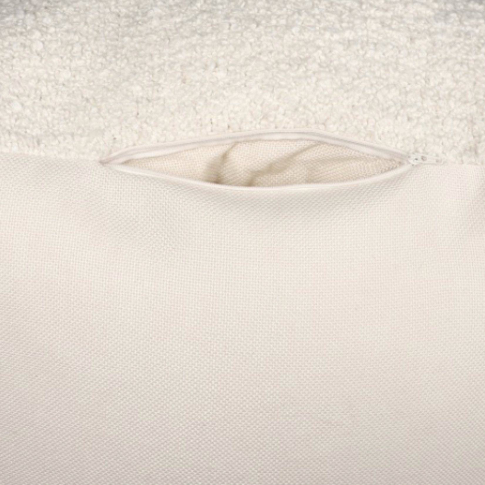 Outside The Box 18x18 Ivory Boucle Hand Made Square Ottoman / Pouf