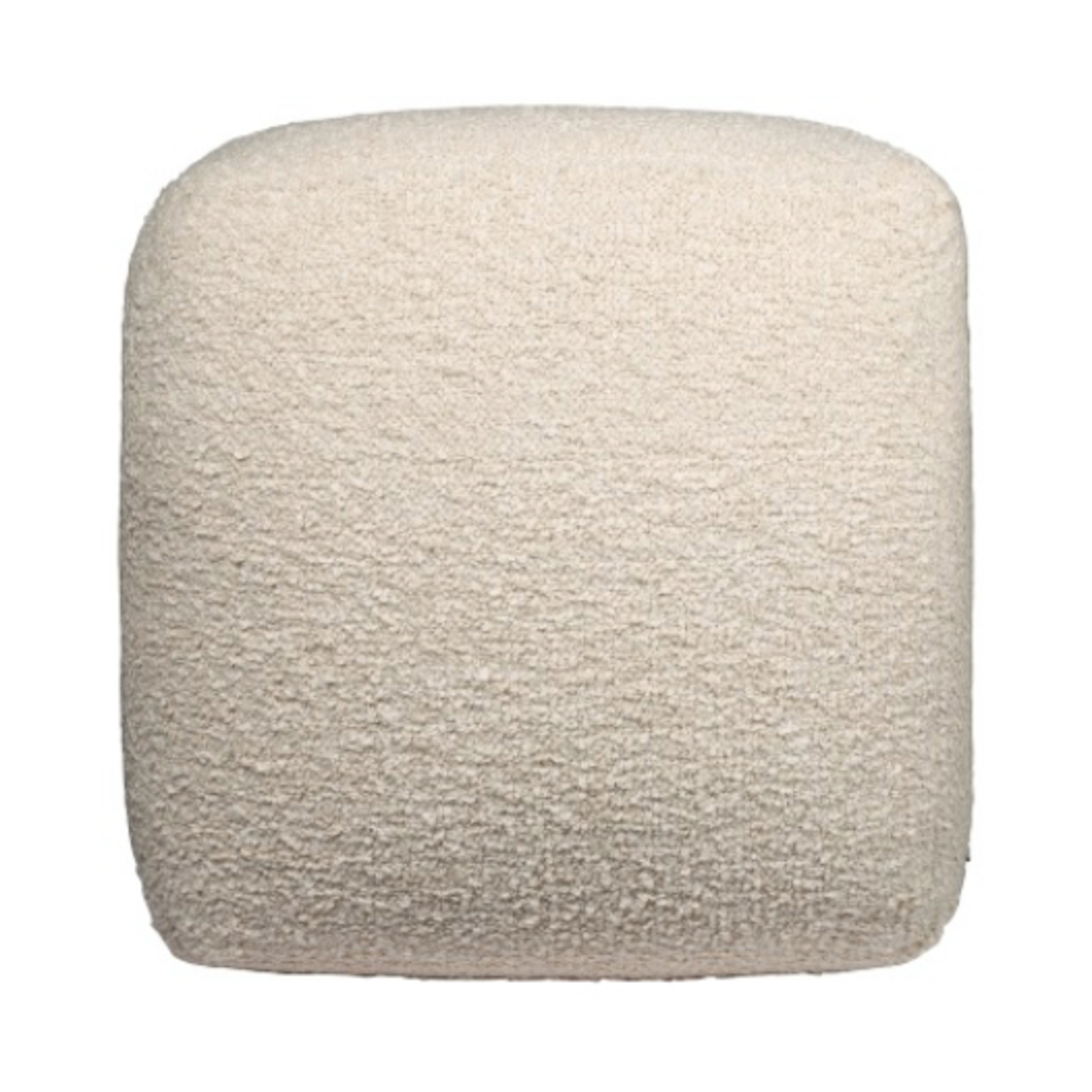 Outside The Box 18x18 White Cap Gray Boucle Hand Made Square Ottoman / Pouf