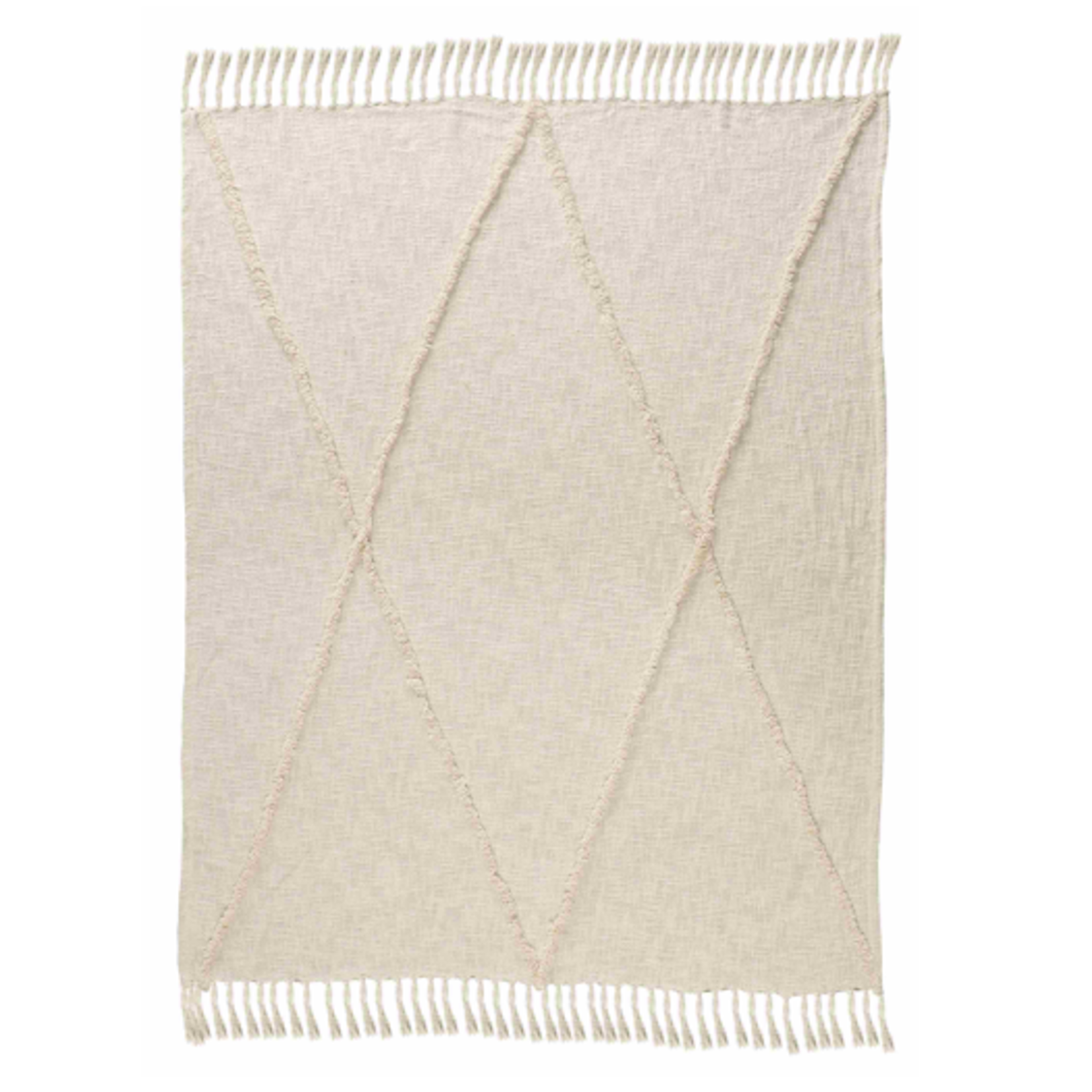 Outside The Box 50x60 Birch Ivory Hand Woven 100% Cotton Throw - 80177
