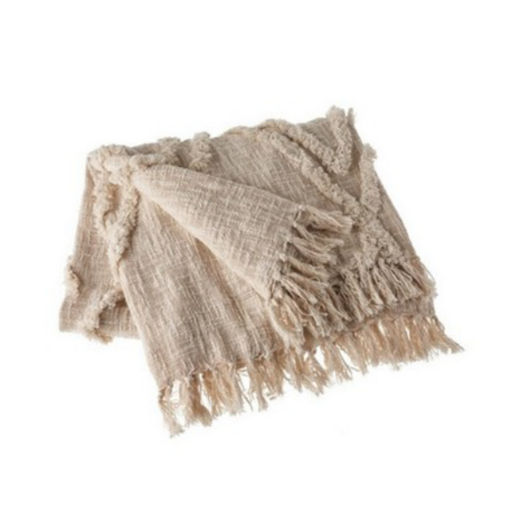 Outside The Box 50x60 Natural Hand Woven 100% Cotton Throw - 81190