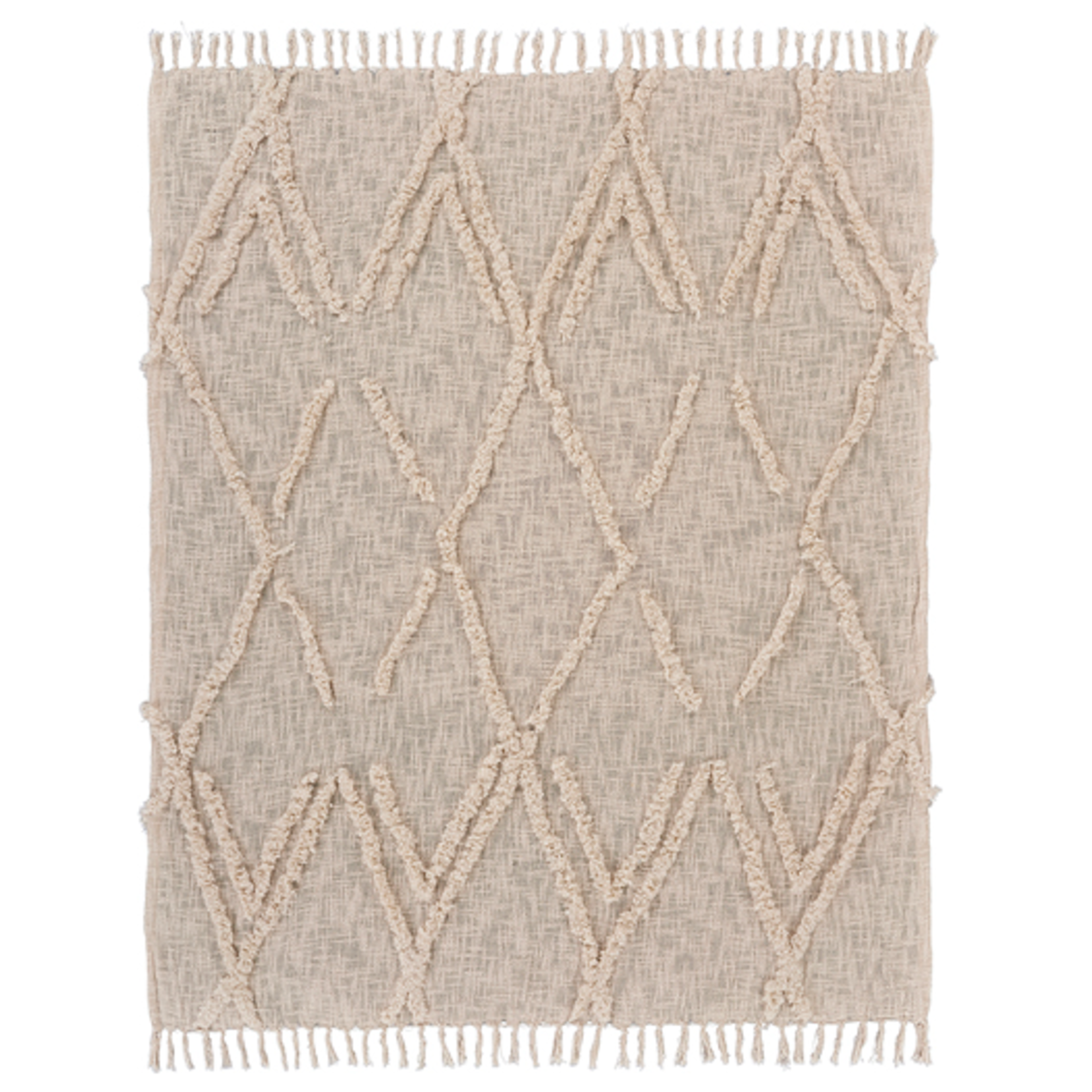 Outside The Box 50x60 Natural Hand Woven 100% Cotton Throw - 81190