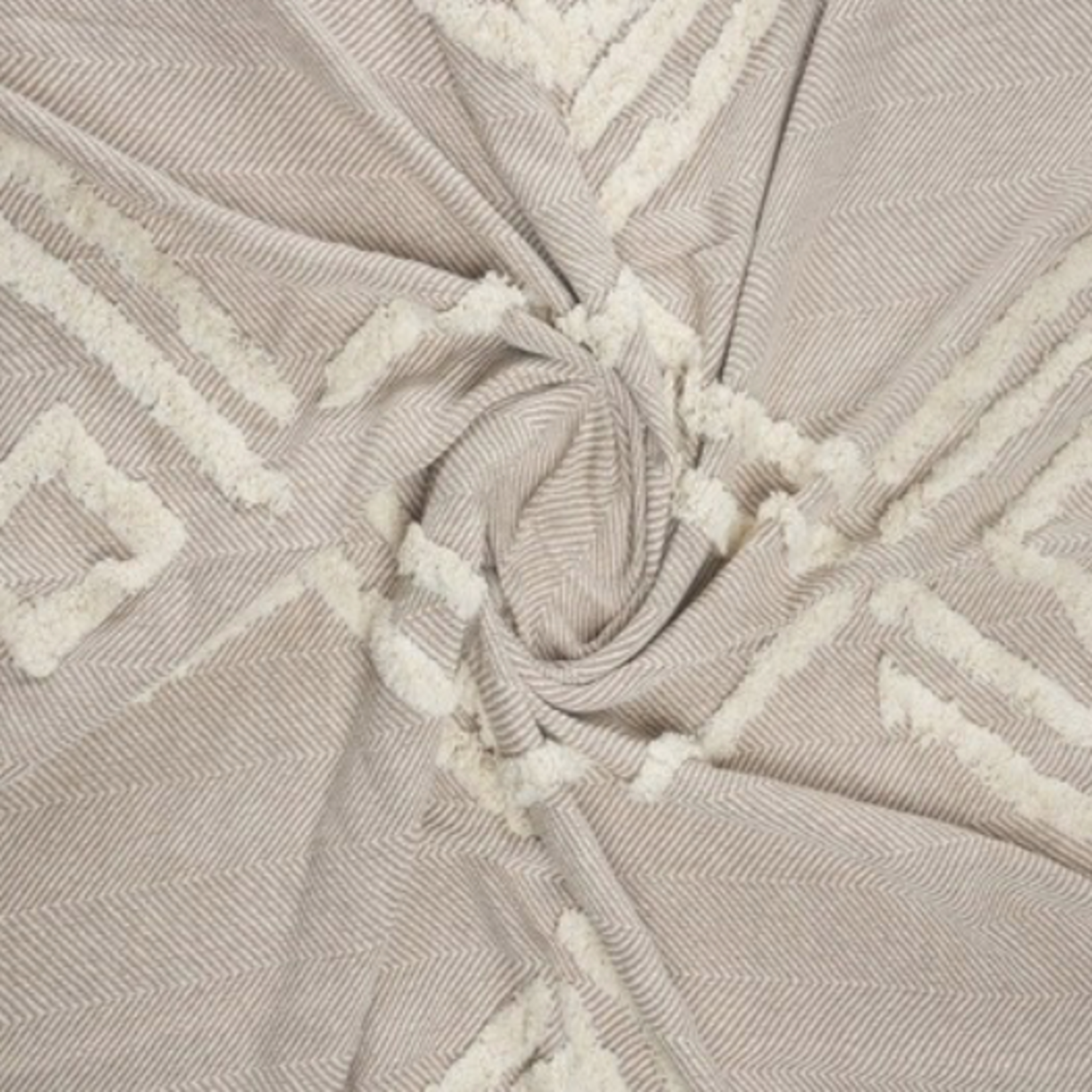 Outside The Box 50x60 Beige Geometric Hand Woven 100% Cotton Throw - 80185