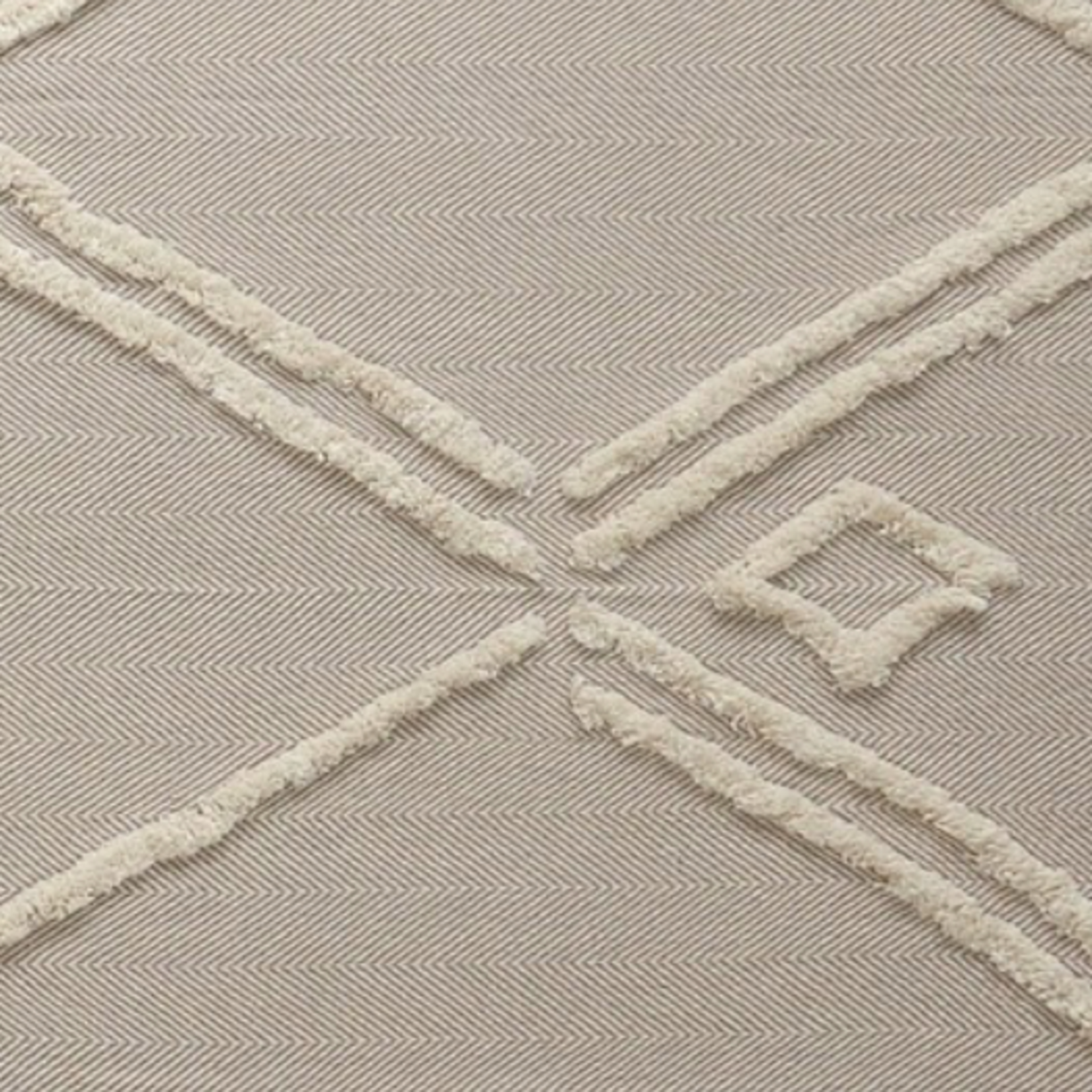 Outside The Box 50x60 Beige Geometric Hand Woven 100% Cotton Throw - 80185