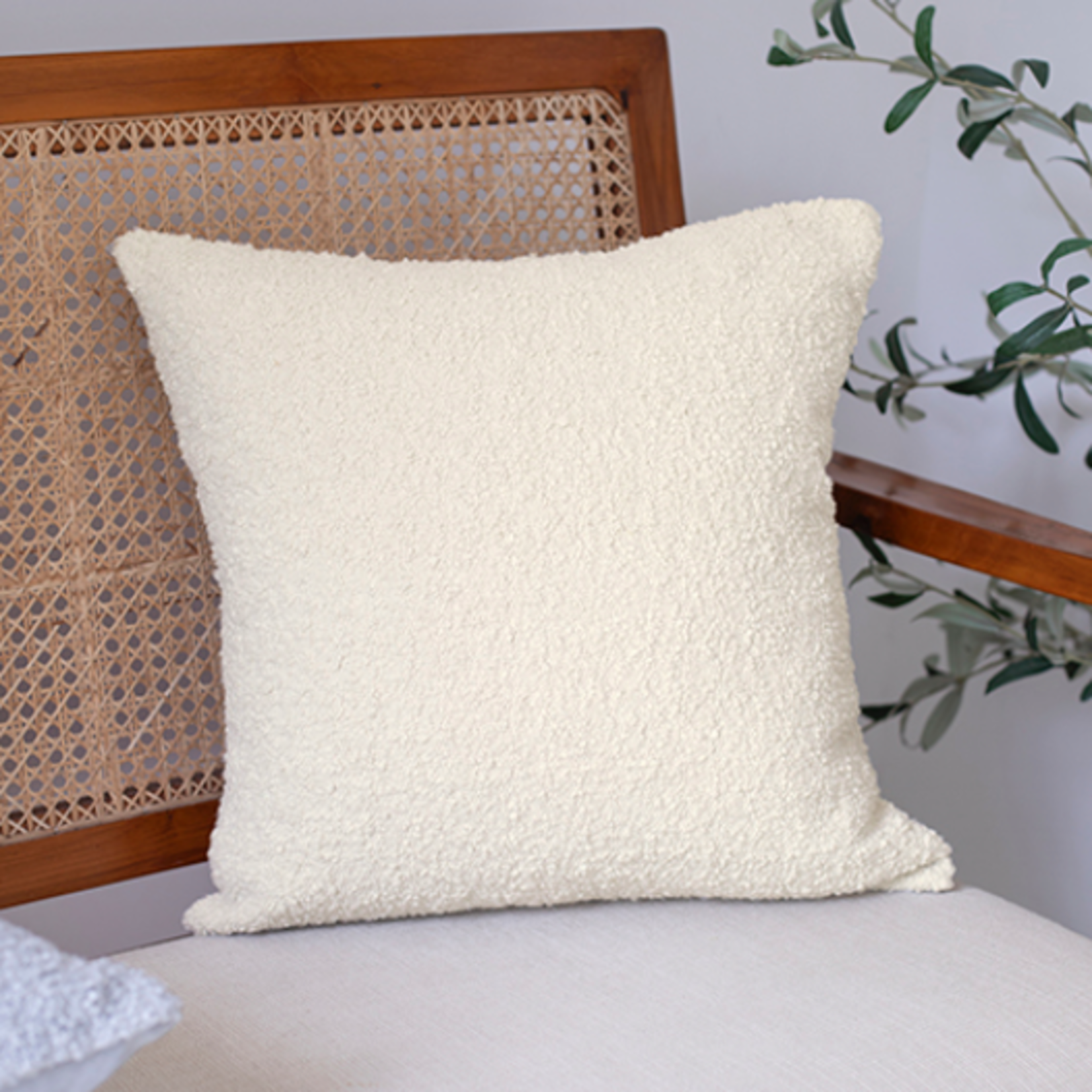 Outside The Box 24x24 Ivory Boucle Hand Woven Down Feather Accent Pillow