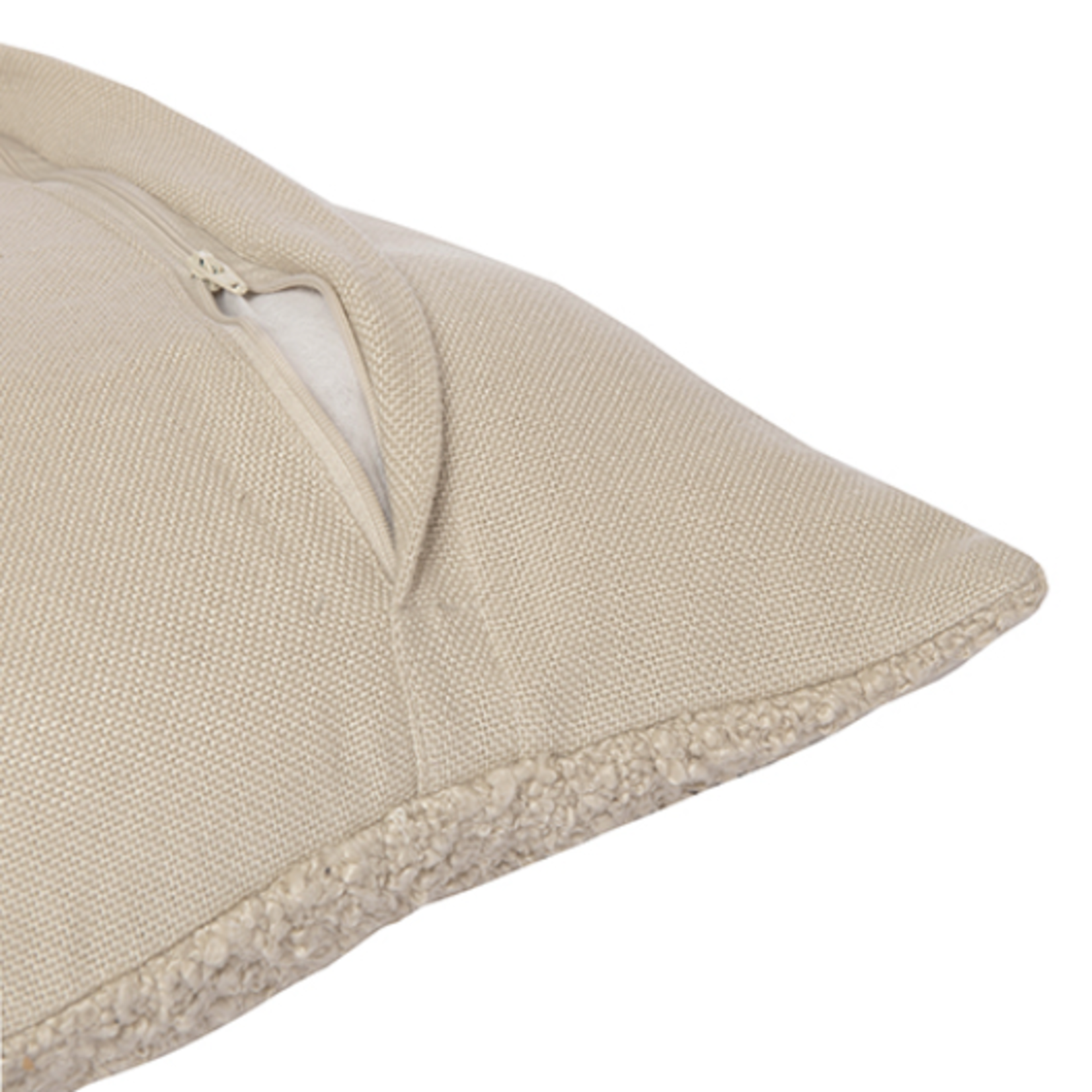 Outside The Box 20x20 White Cap Gray Boucle Hand Woven Down Feather Accent Pillow