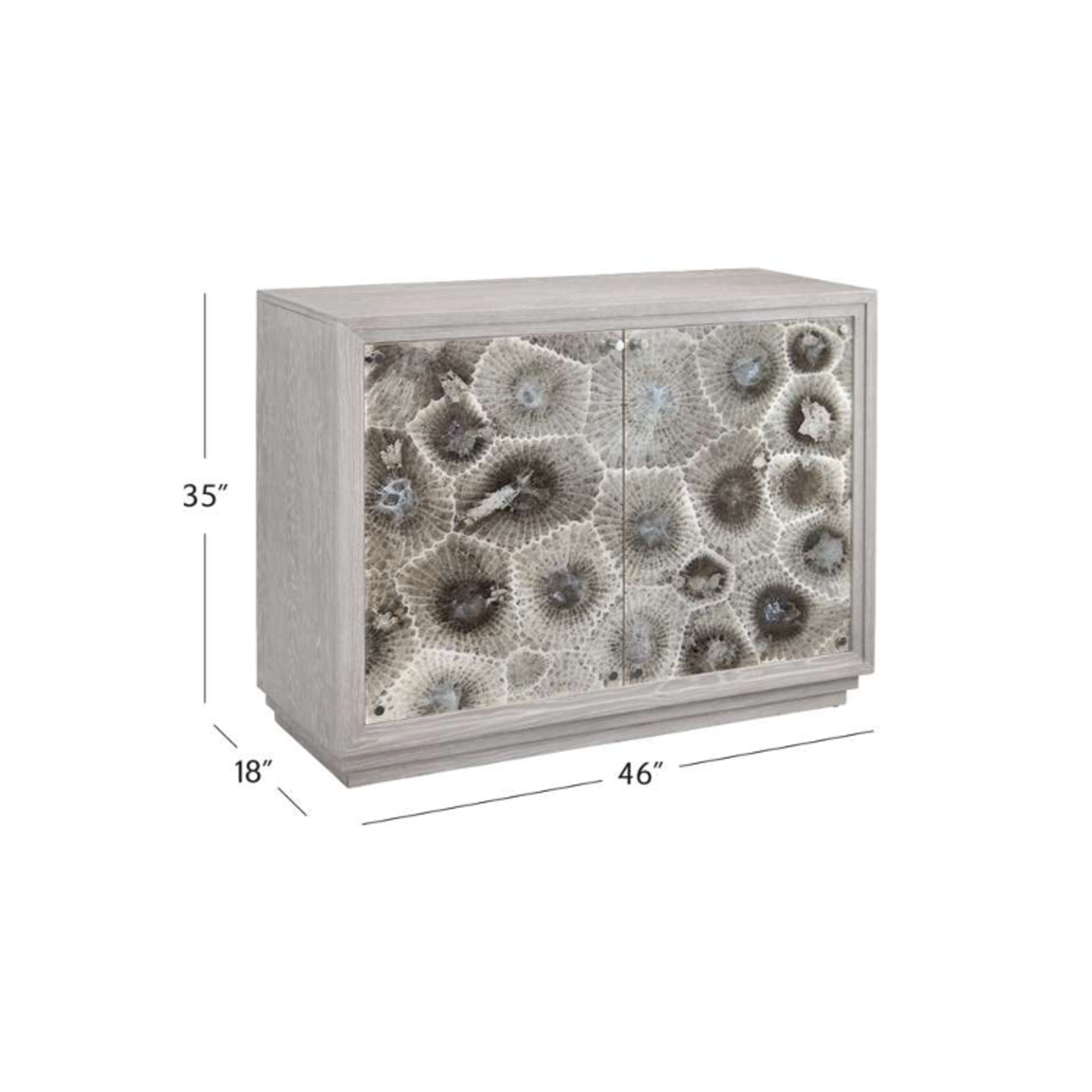 Outside The Box 46x18x35 Peninsula Ridge Gray Solid Rubber Wood 2 Door Bar Cabinet