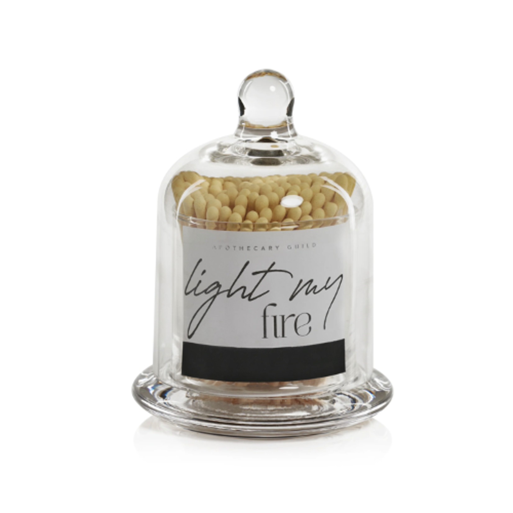 Outside The Box 5" "Light My Fire" White & Yellow Matches In Glass Jar