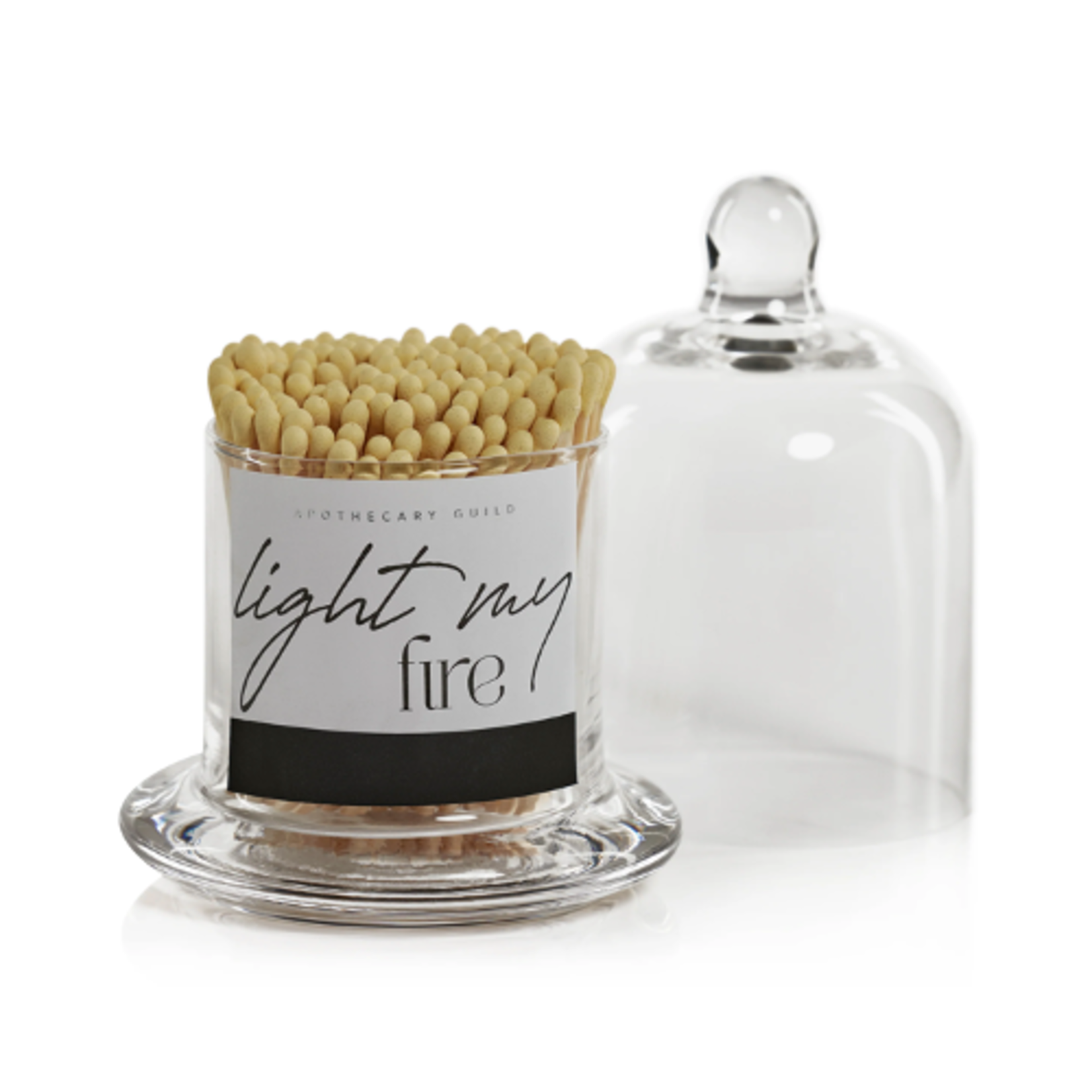 Outside The Box 5" "Light My Fire" White & Yellow Matches In Glass Jar
