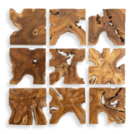 Outside The Box Set Of 9 Uttermost Tahati Honey Stain Natural Teak Wood Wall Art